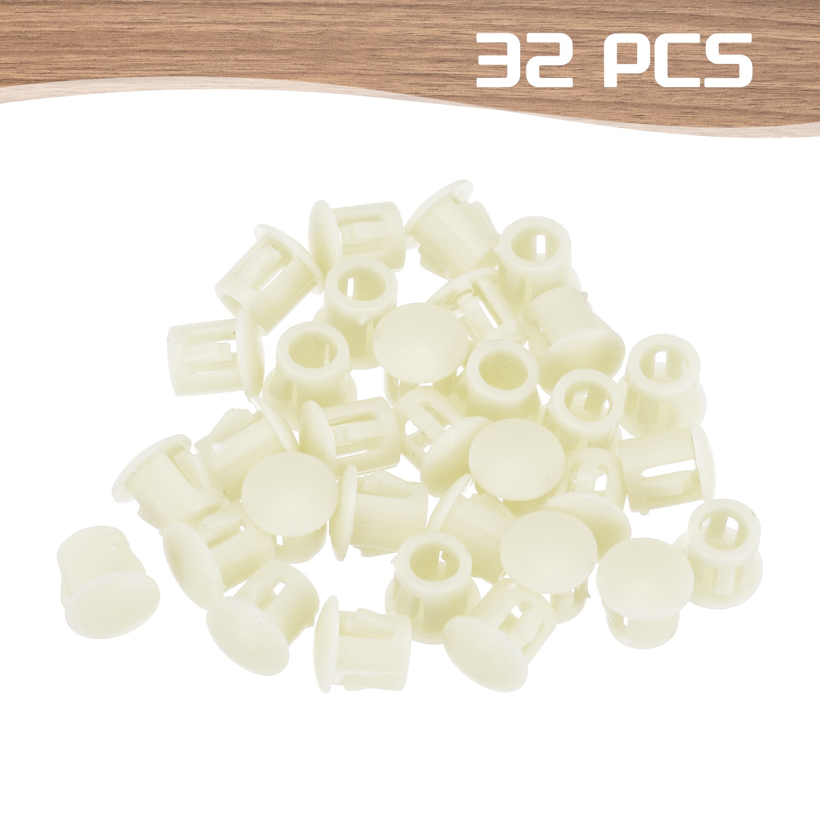 32Pcs 6mm Beige Nylon Plastic Round Locking Hole Plugs Insert End Caps