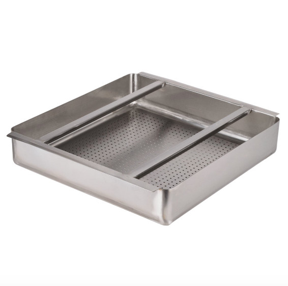 19 1/2″ x 19 1/2″ x 4″ Silver Stainless Steel Scrap Pre-Rinse Sink Basket Rails