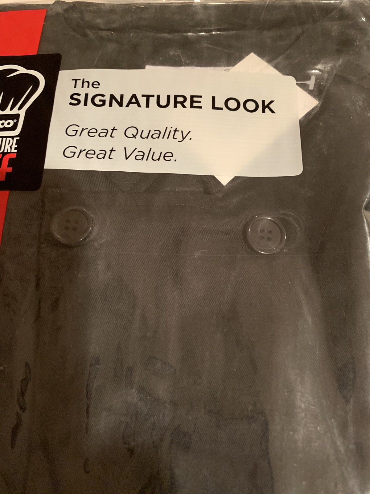 Chef Jacket ~ Men Size Small – Black ~ 65/35 poly-cotton blend ~ New In Package