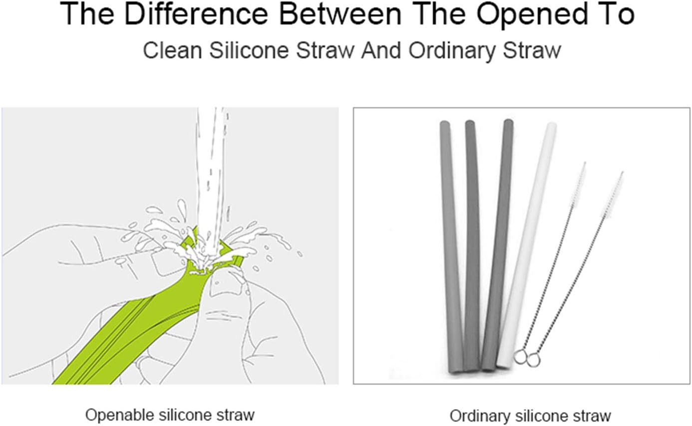 Reusable Silicone Straws – Openable & Washable, Easy to Clean, Straight Smoothie