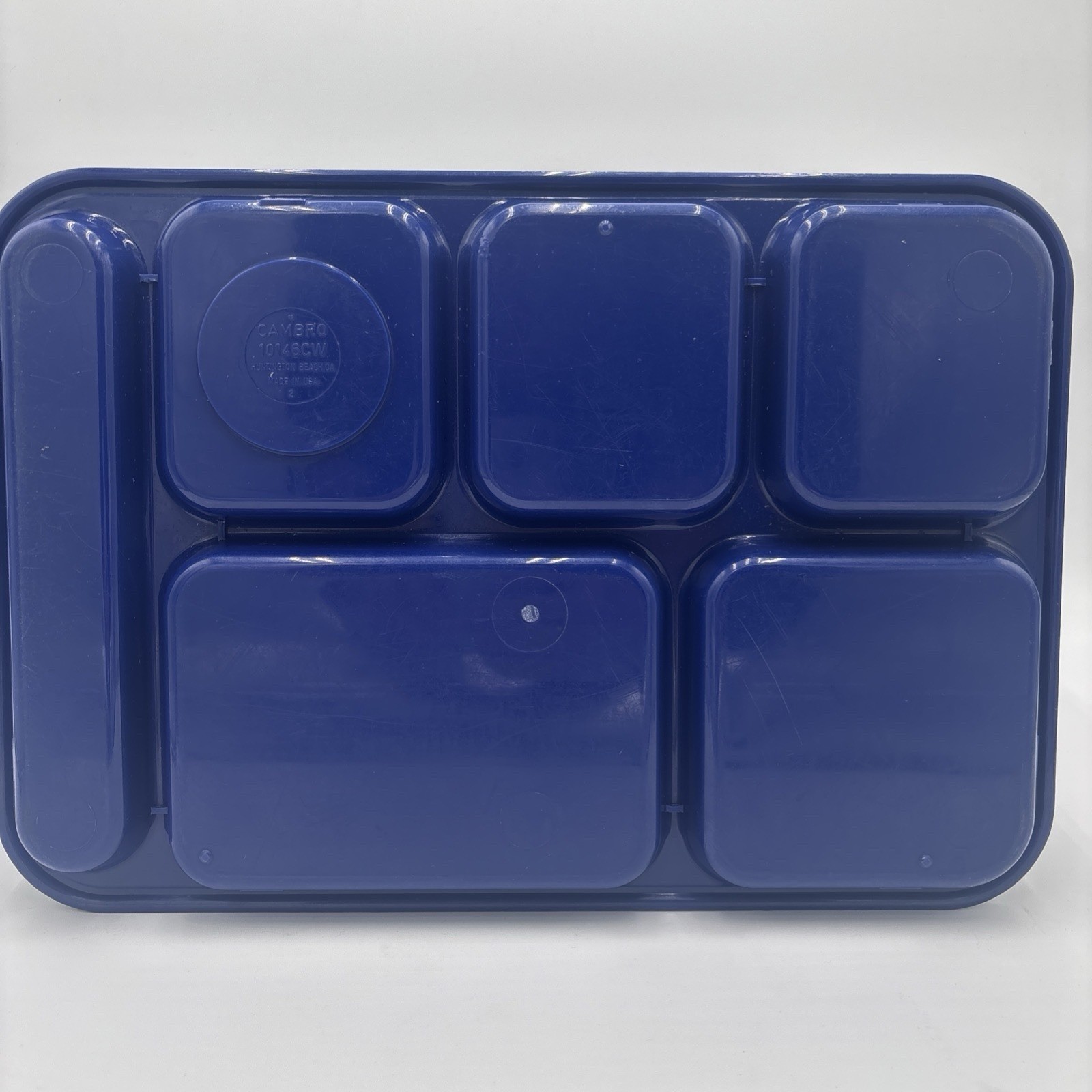2 pcs Cambro Blue 6 Compartment Divided Food Tray Cafeteria School Lunch 10146CW