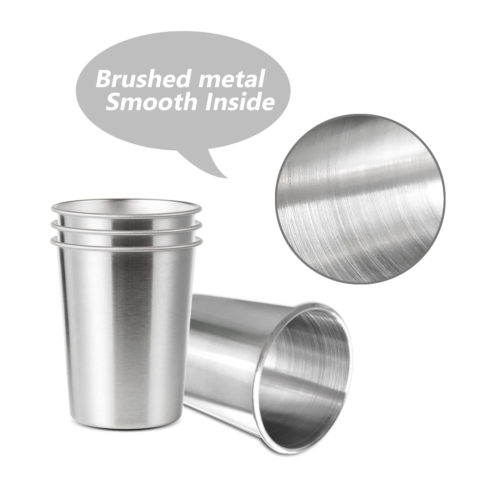 4Pack 6oz Small Stainless Steel Cups, BPA Free Healthy Pint Drinking Cups Metal