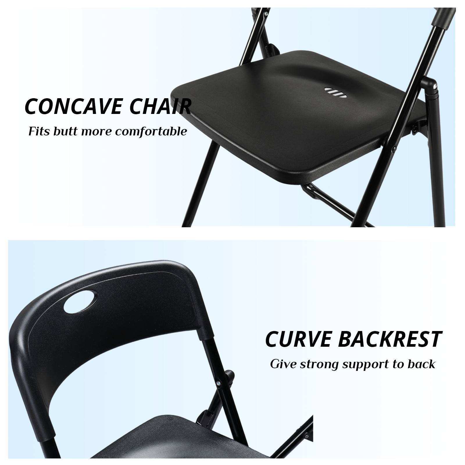4 PCS In/Outdoor Heavy Duty Plastic Folding Chairs with Reinfoced Steel Frame