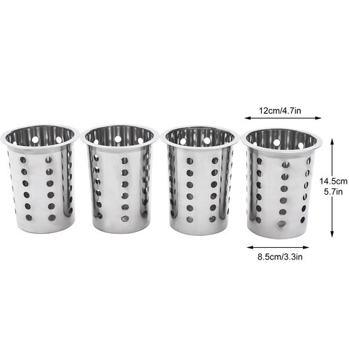 4 Hole Stainless Steel Spoon Container Flatware Holder Storage Box Kitchen USA