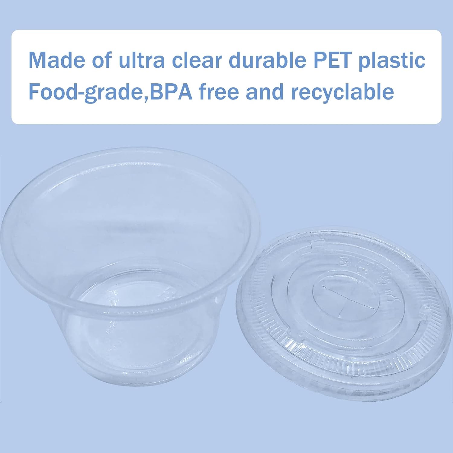 50 Pack 8 OZ Disposable Plastic Cups with Lids,Clear Portion Cups with Flat Lids
