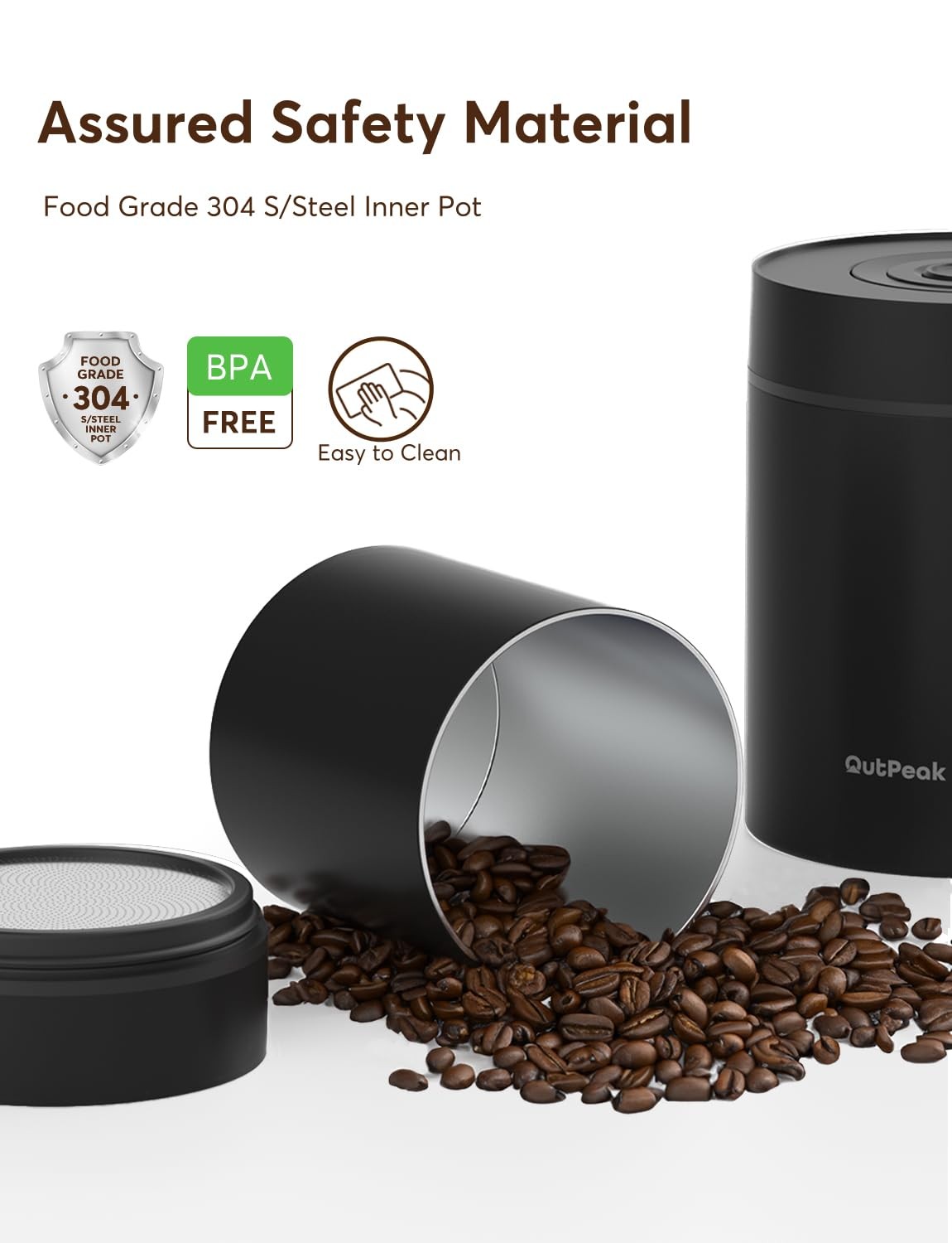 Outpeak 2025 Kilo Auto Vacuum Coffee Canister 1.8L For 21.2Oz Coffee Beans