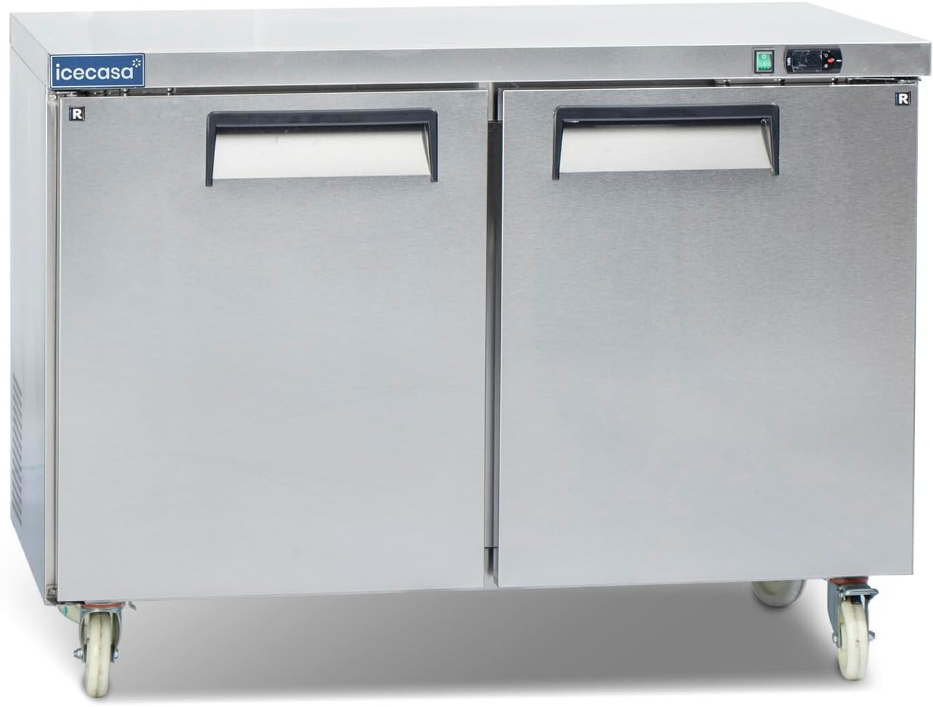 2 Door Undercounter Refrigerator, ICECASA 48″ Commercial Lowboy Worktop Cooler