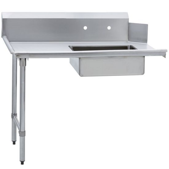 Prepline PSDT-48L 30″D x 48″L Left Side Soiled Dishtable with Pre-Rinse Bowl