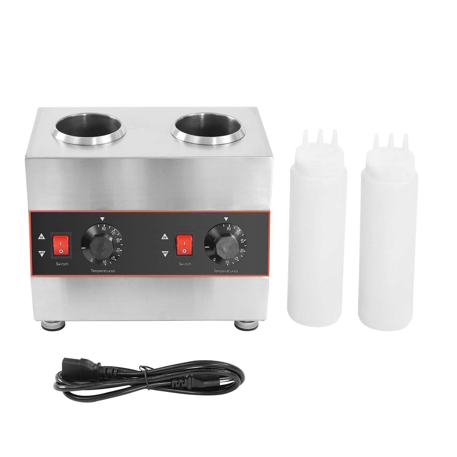 Electric Cheese Sauce Warmer 2 Bottles Chocolate Sauce Warmer 110V 30~85℃