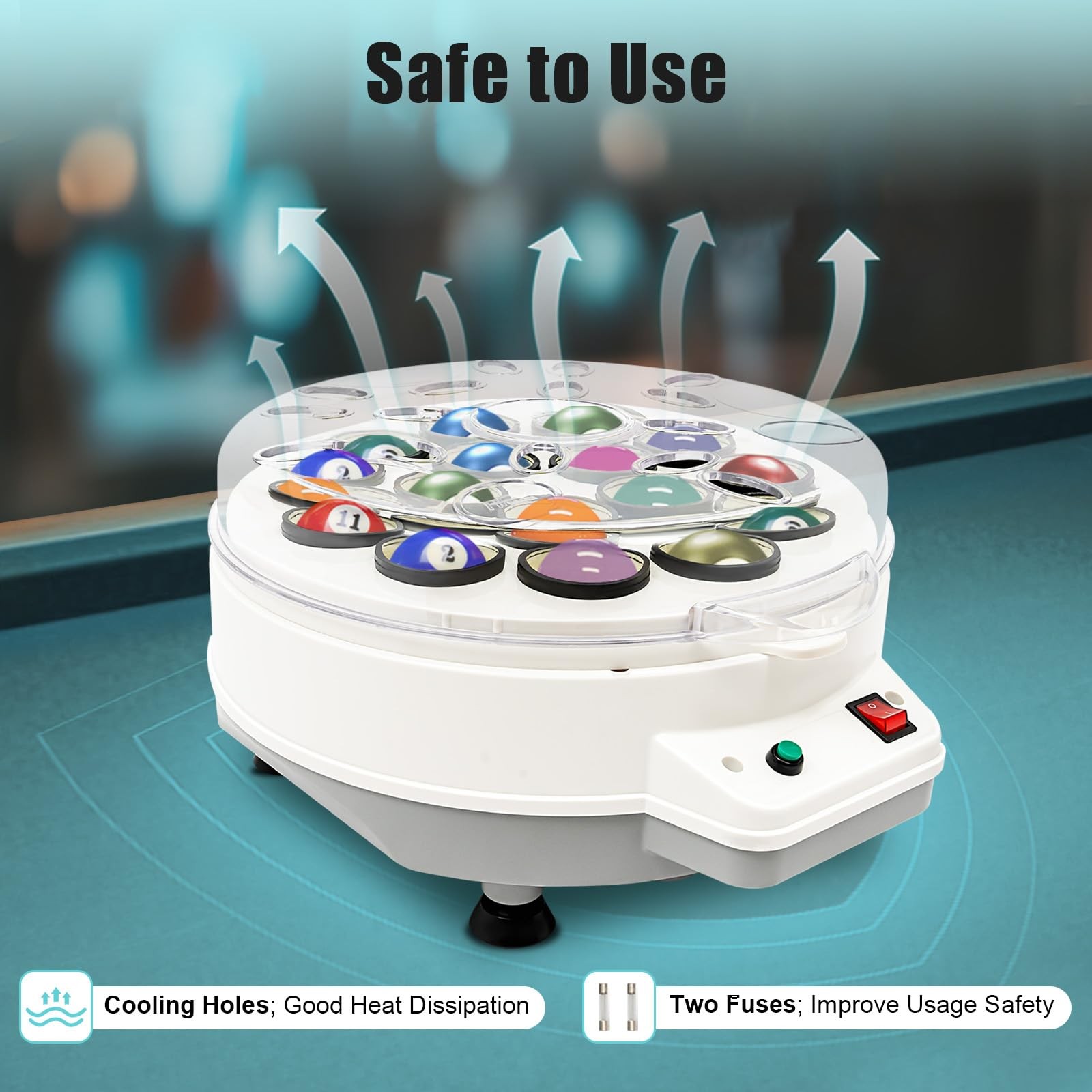 Automatic Pool Balls Cleaner Polisher for 16 Billiard Snooker 110V 180W