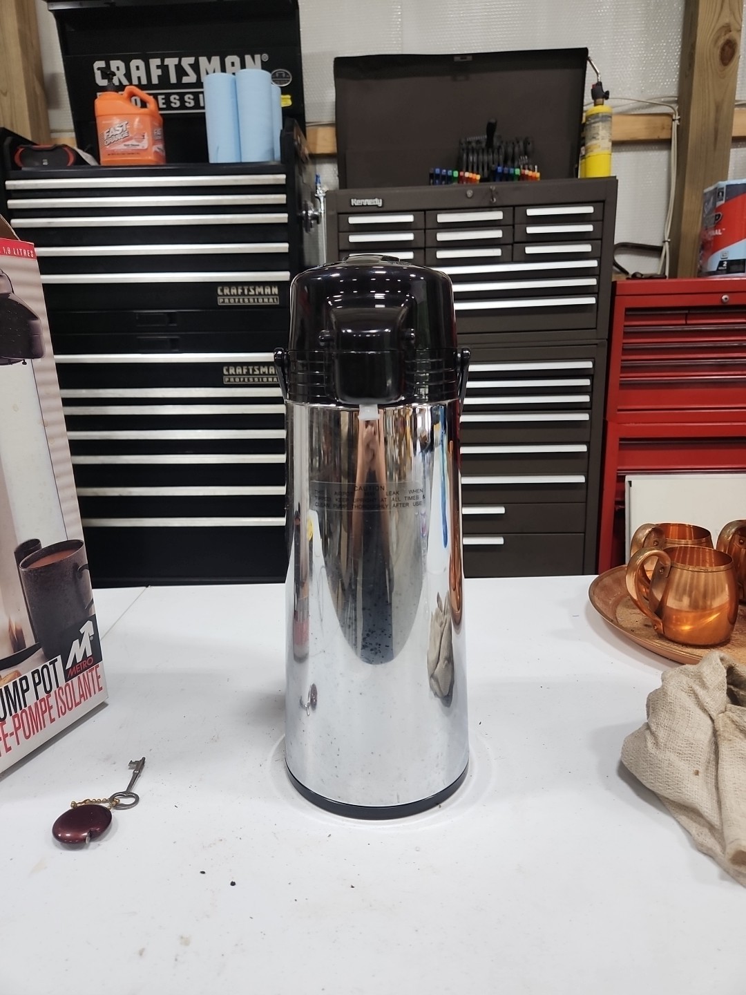 METRO 1.9 L thermal carafe air pump Coffee pot carafe isolante chrome NO. 1875