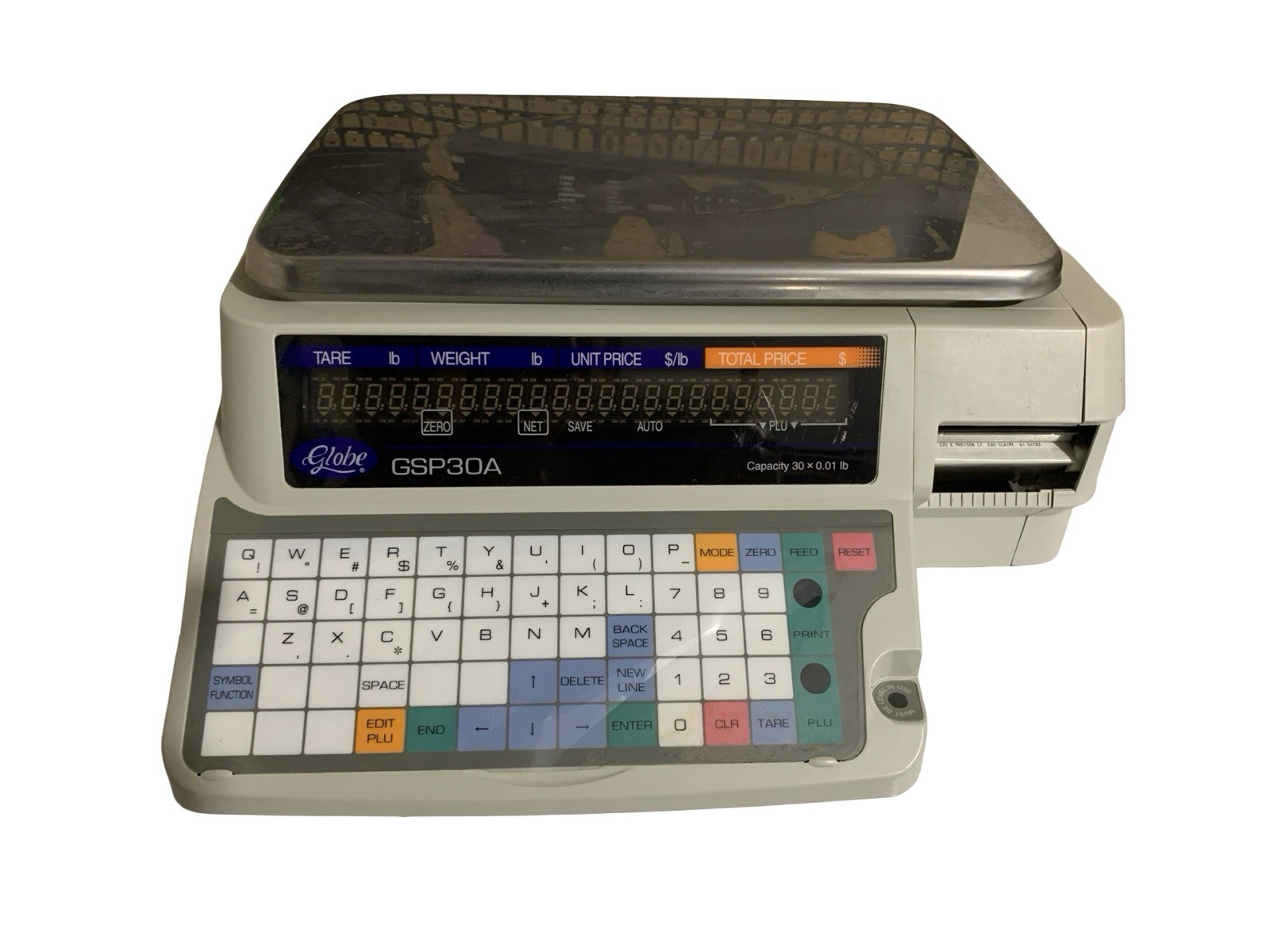 Globe GSP30A 30 lb Price Computing Label Printing Scale