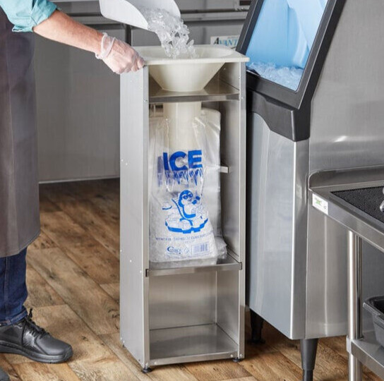 Commercial Ice Bagger 8 10 20 lb Cooler Bag Stainless Steel Bin Bagging Machine