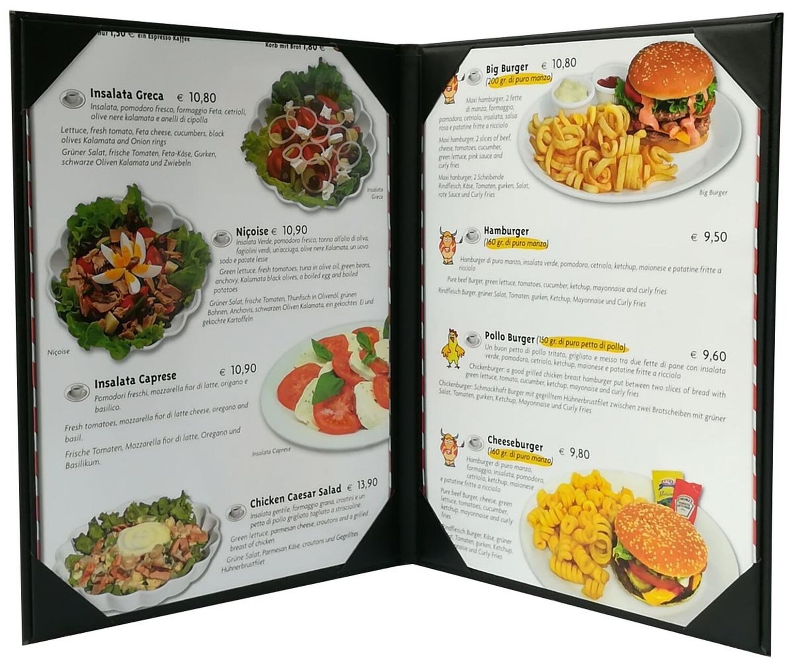 5 pcs of Restaurant Menu Covers Holders 8.5″ X 11″ Inches, Double View,Sold b…