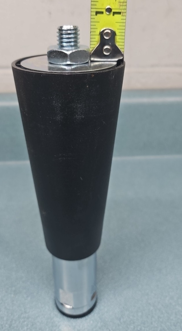 Black Plastic 6″ Adjustable Leg with Metal Bottom 6″-7″ 1/2″-13 Threaded Stud