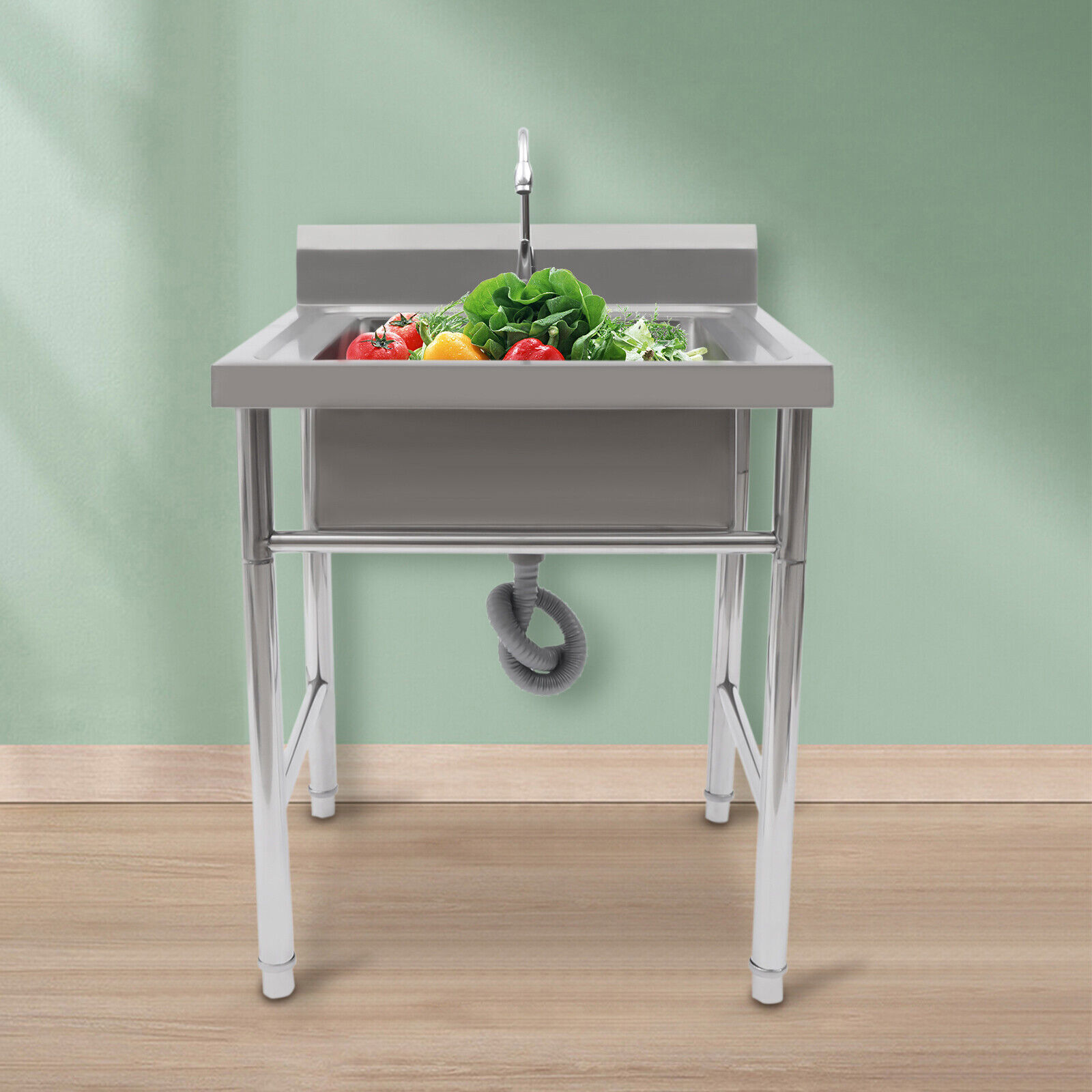 Free Standing Commercial Kitchen Sink Catering 1 Washing Bowl Stainless Steel