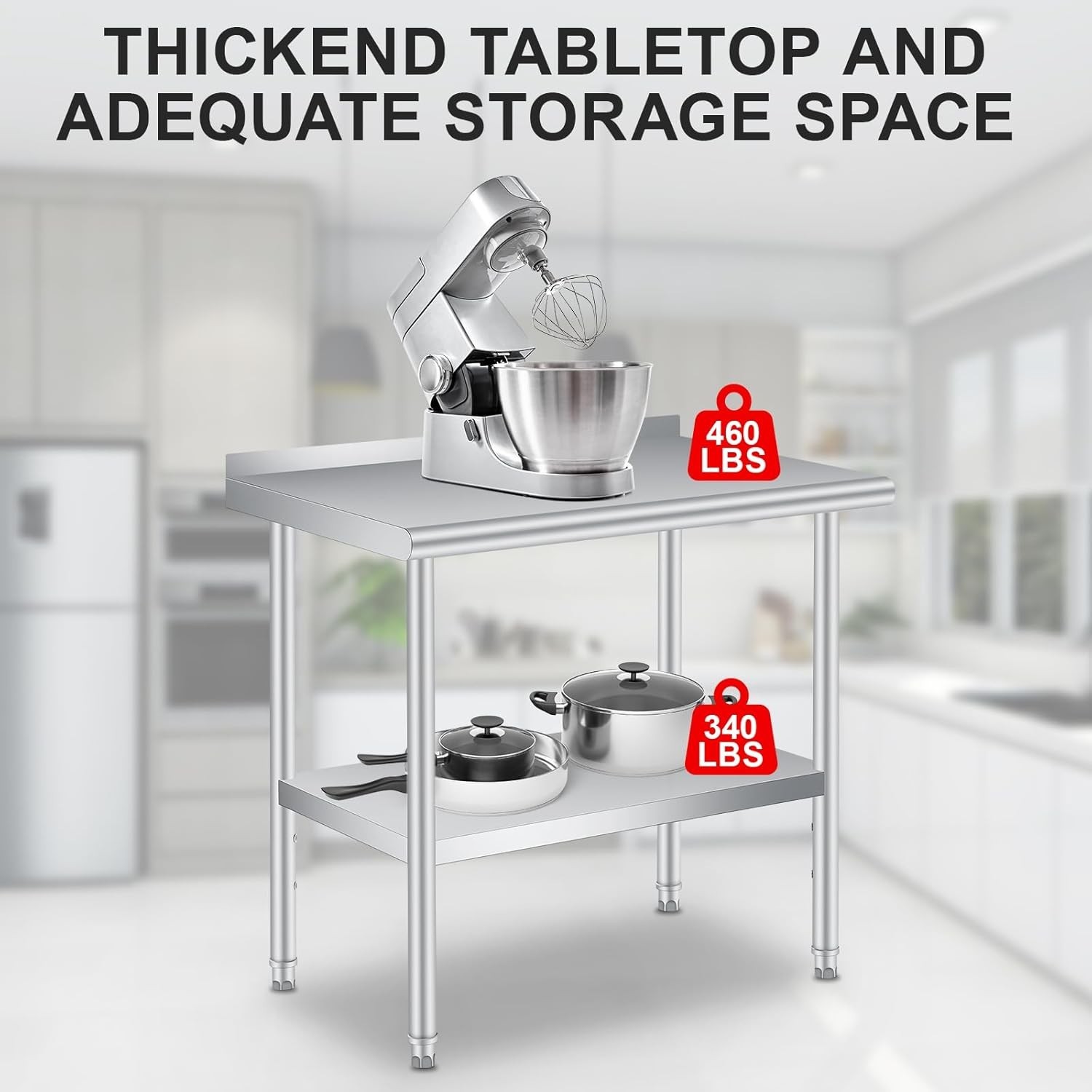 Stainless Steel 48»/60″ NSF Kitchen Restaurant Work Prep Table with Backsplash