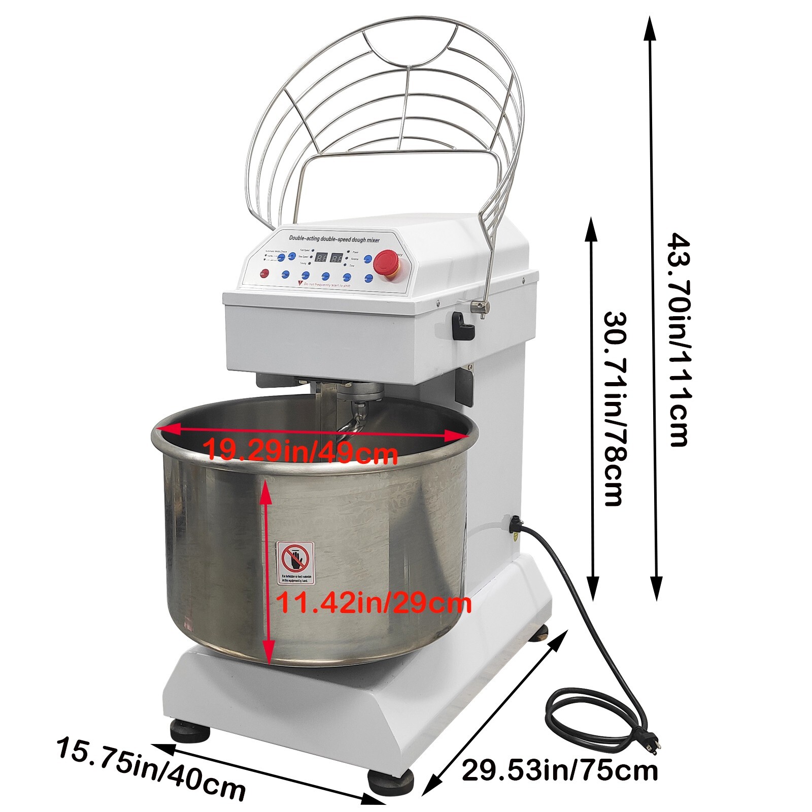 PreAsion® 40QT Commercial Spiral Dough Mixer Machine 110V Electric Flour Mixer