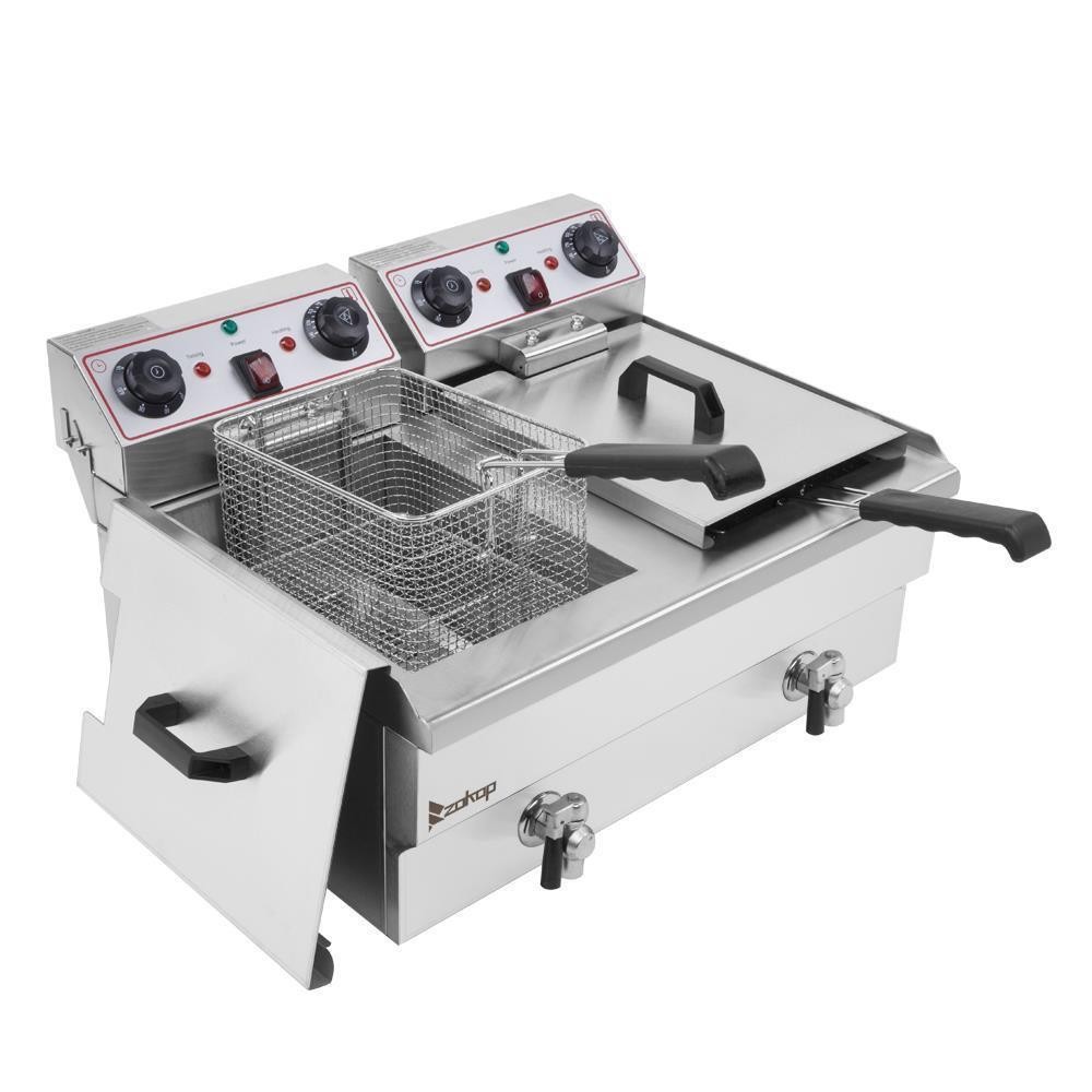 23.6L 25QT Electric Countertop Deep Fryer Commercial XL Fry Basket Restaurant