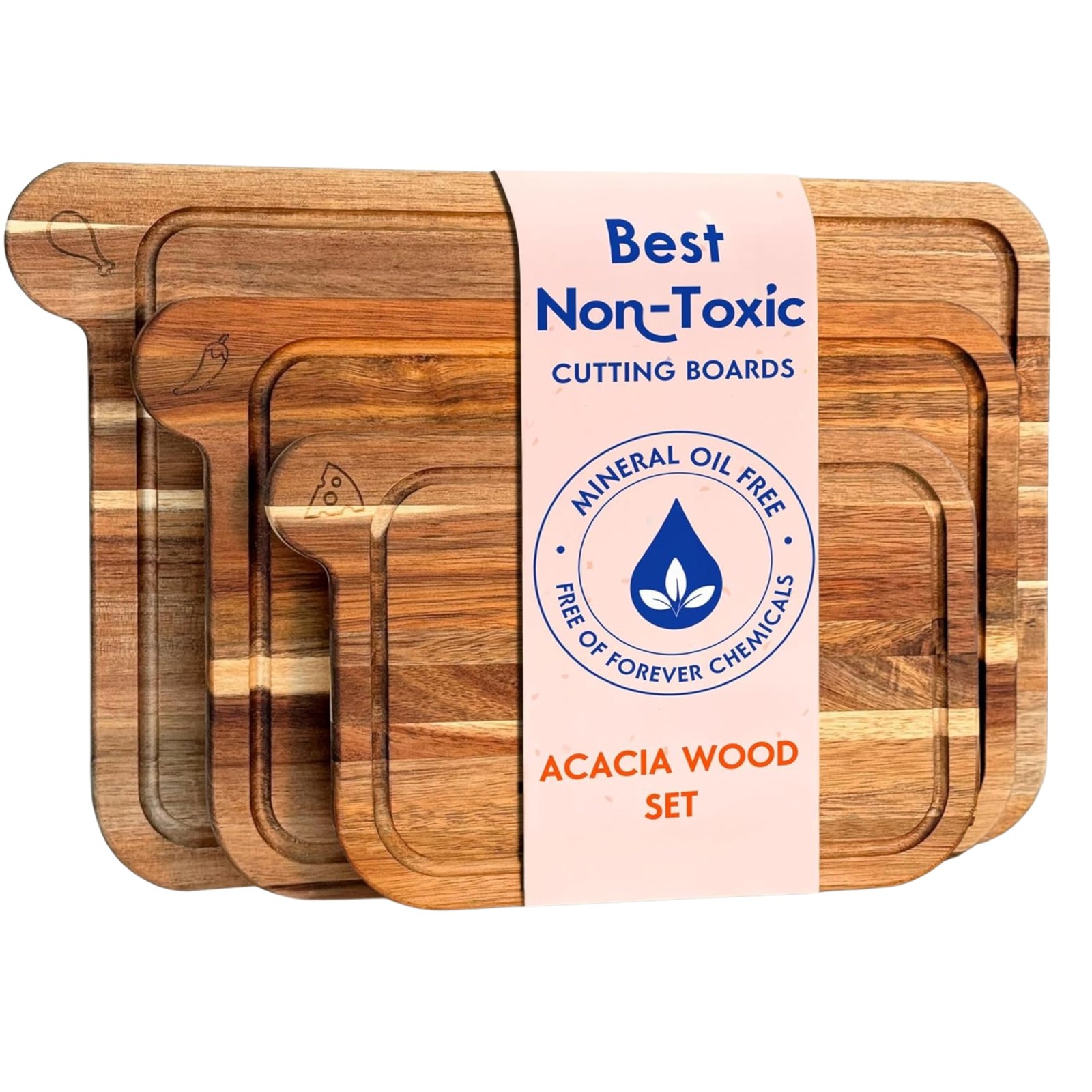 Ziruma Non Toxic Cutting Board Set Of Fsc Acacia Wood