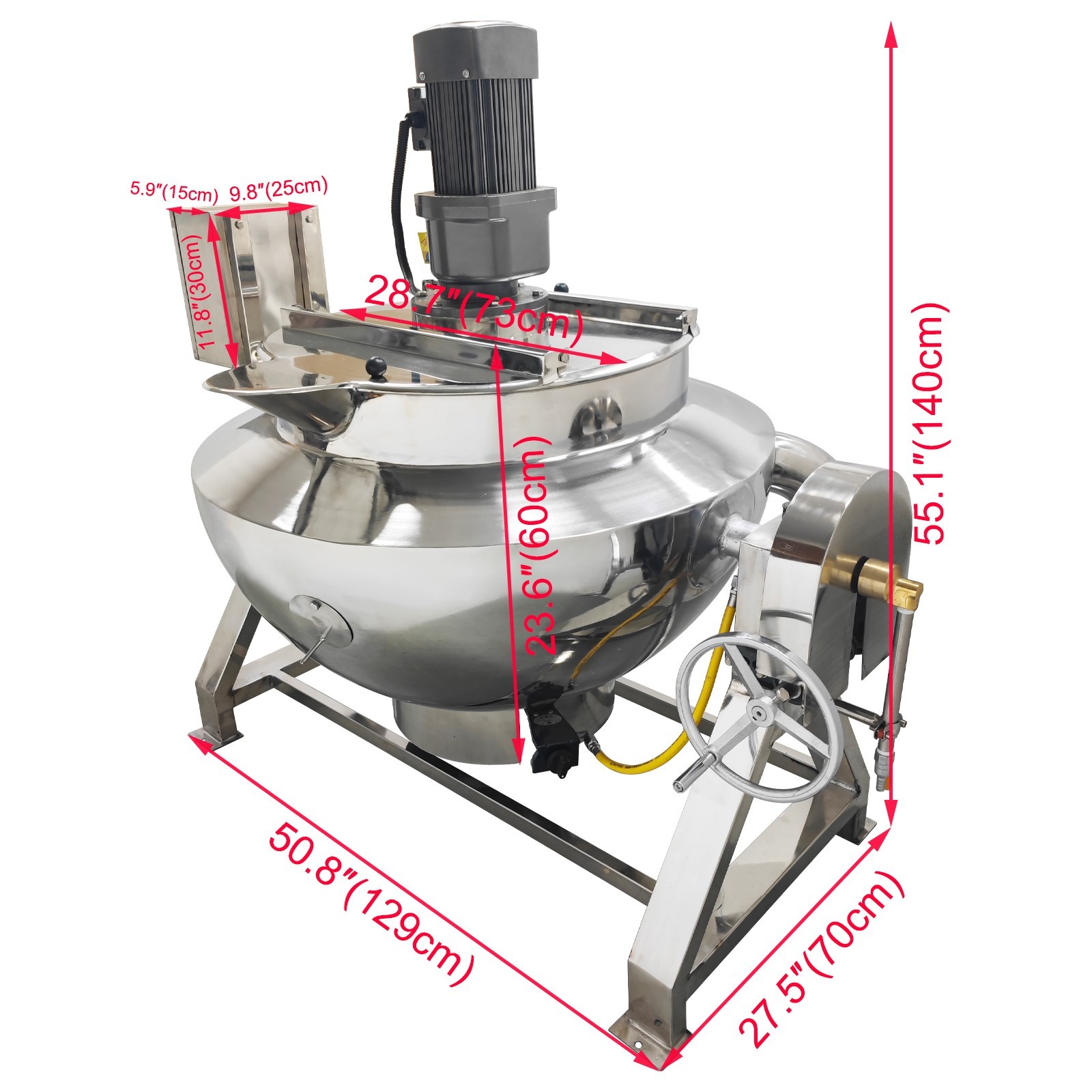 LPG Gas Jacketed Kettle 100L 26.4Gallon 220V Tilting Stirring Heating Pot