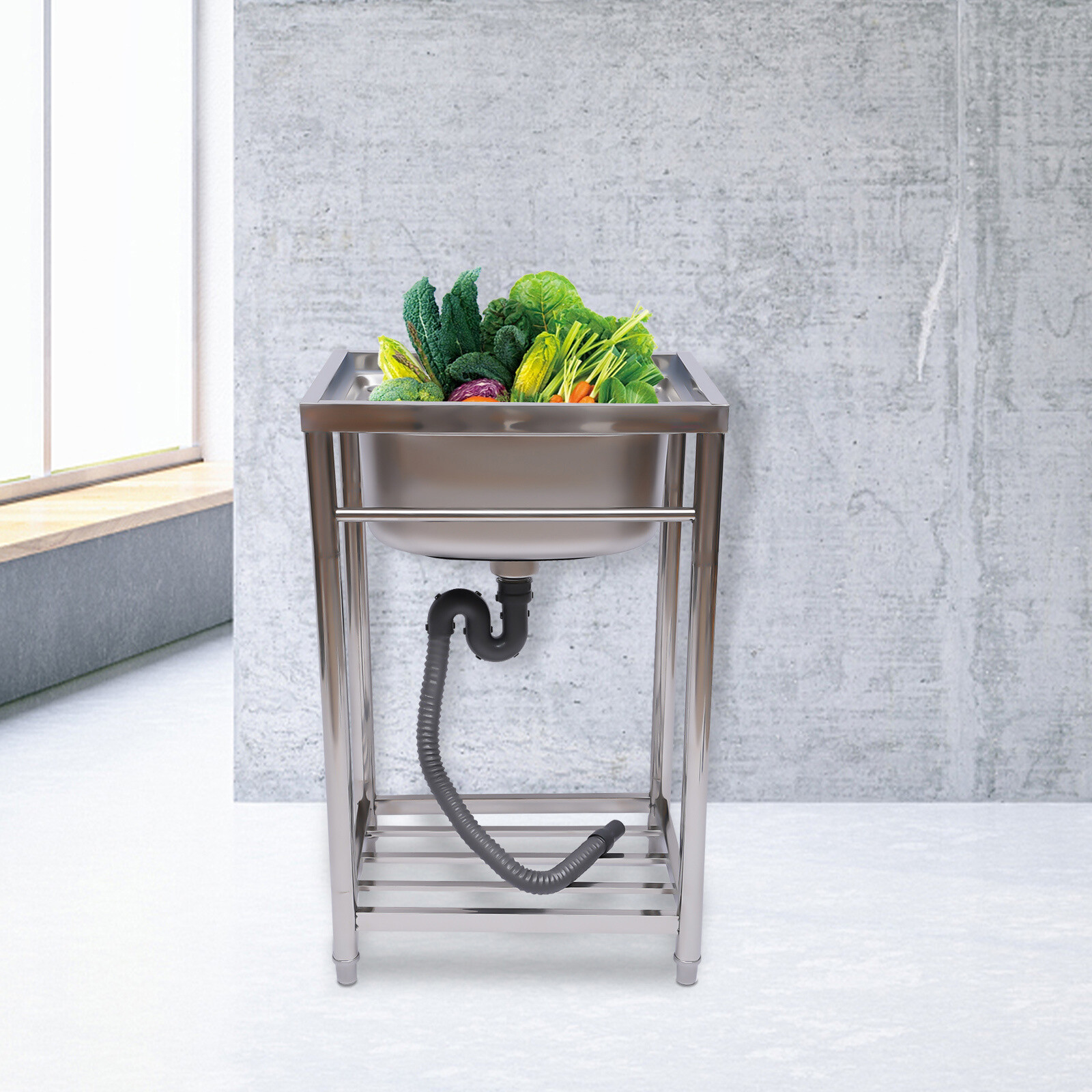 Commercial Kitchen Sink Free Standing Stainless Steel Catering Washing Bowl