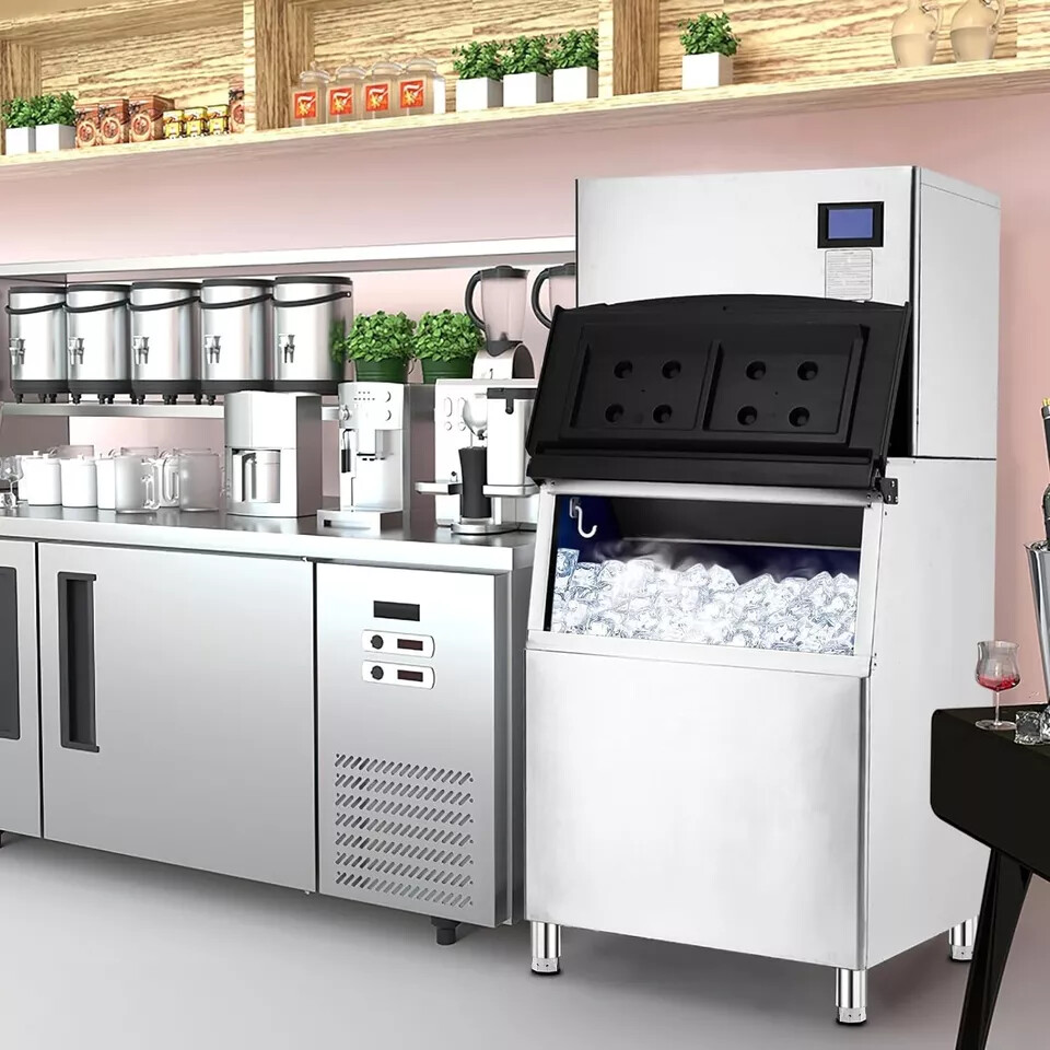 550LBS/24H Commercial Ice Maker Under Counter Ice Cube Machine W/ 300LBS Storage