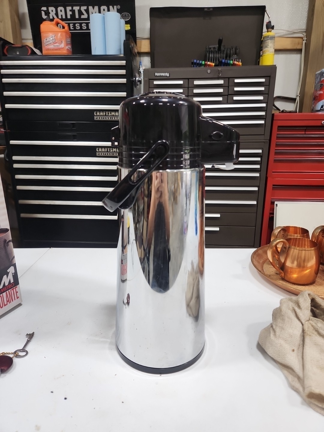METRO 1.9 L thermal carafe air pump Coffee pot carafe isolante chrome NO. 1875