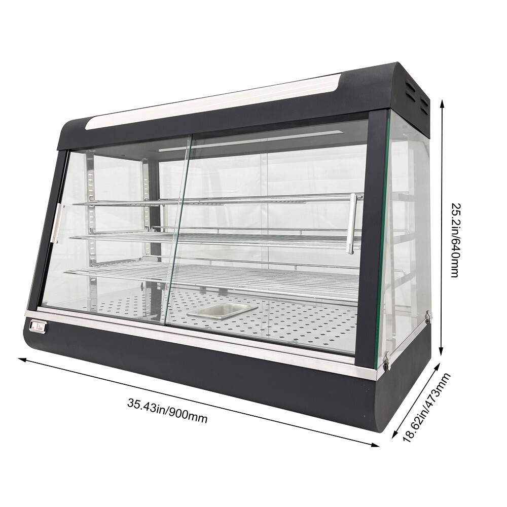 35in Commercial Food Warmer Display Case 110V Electric Food Pastry Pizza Warmer