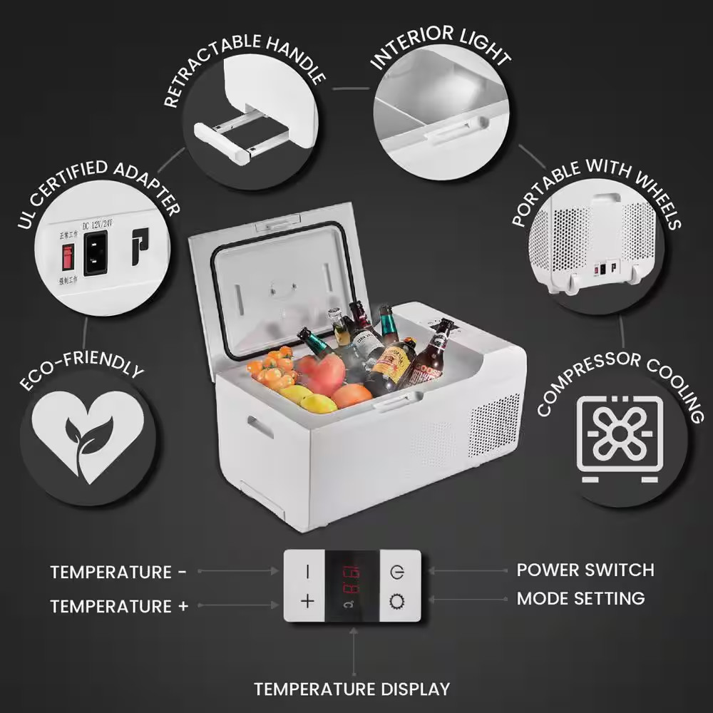 0.7 Cu.Ft. Portable Casters Rolling Fridge-Freezer Frost Free Retractable Handle
