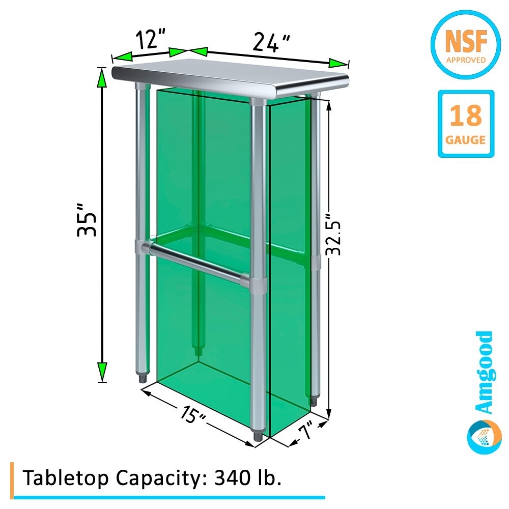 24 in. x 12 in. Open Base Stainless Steel Work Table | Residential & Commercial