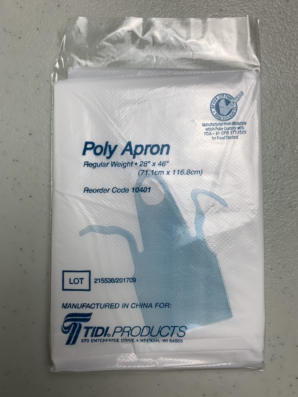 100 Pack – Disposable White Poly Plastic Aprons, 28×46 inches, FDA Compliant