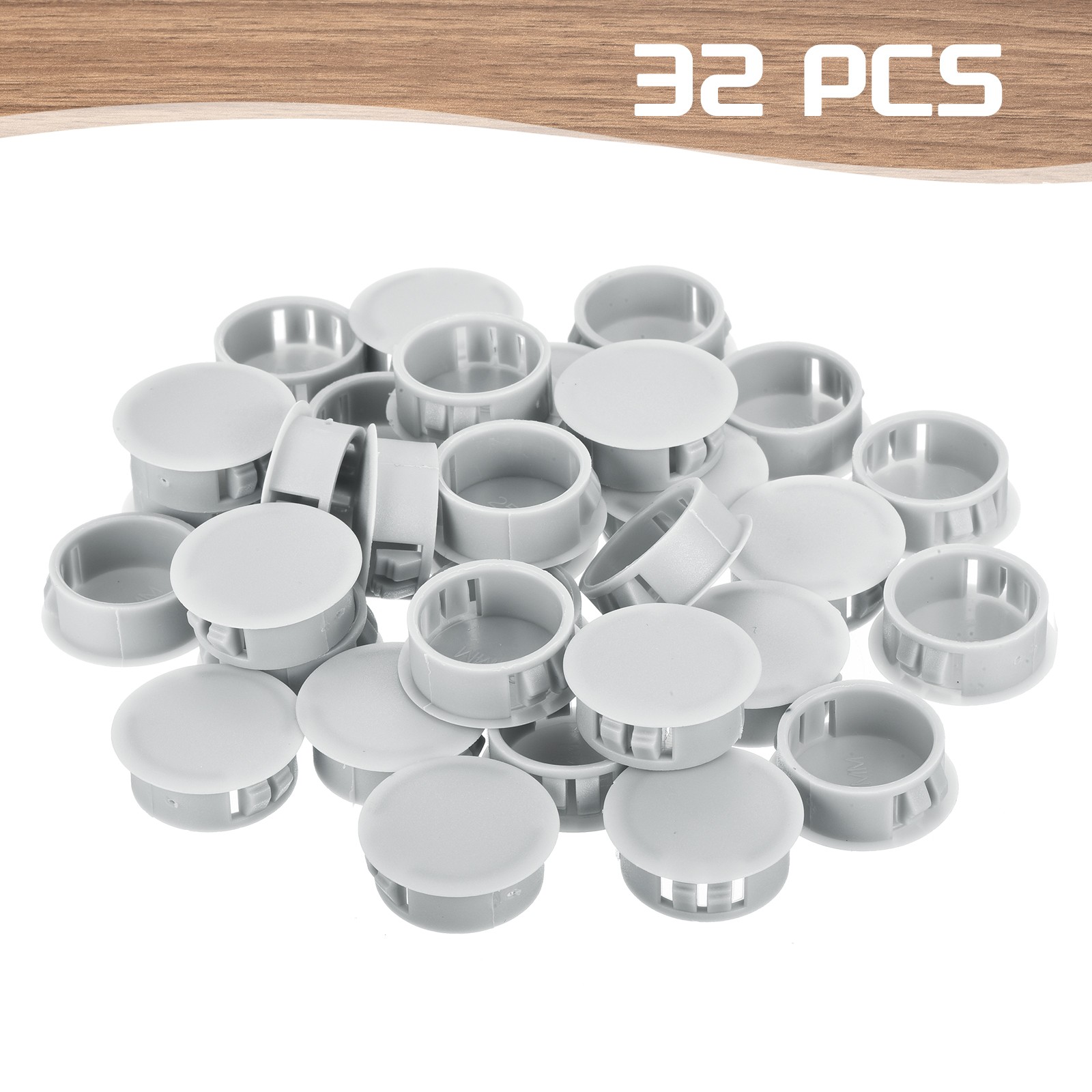 32Pcs 25mm Light Gray Nylon Plastic Round Locking Hole Plugs Insert End Cap
