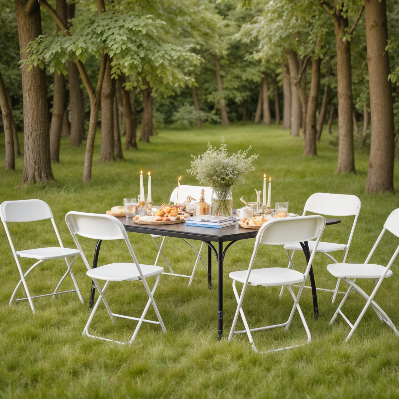 6 Pack Folding Chair Plastic Foldable Stackable Portable Outdoor/Indoor White