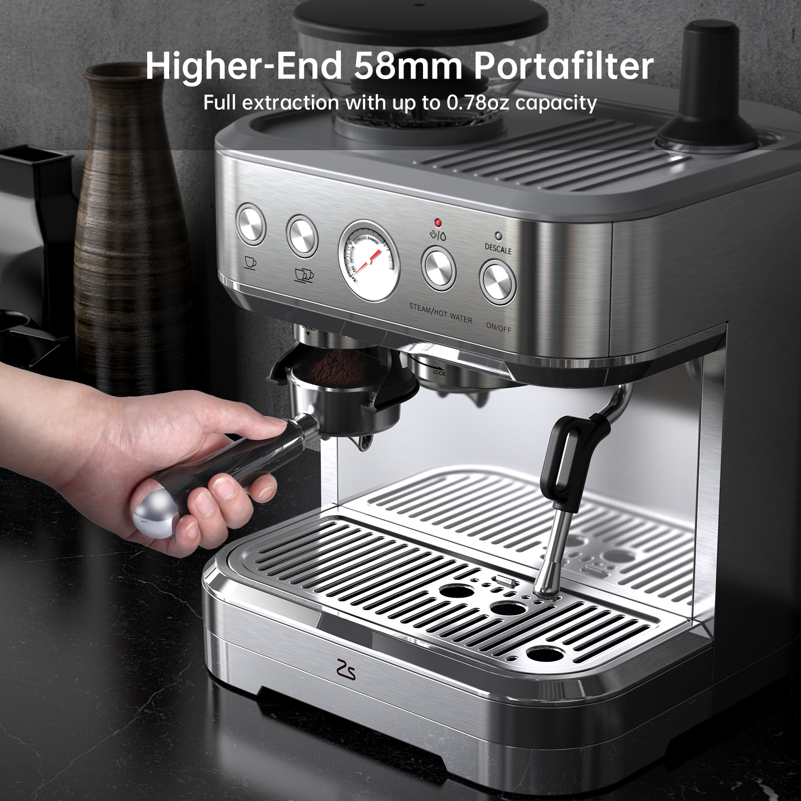 15Bar Espresso Machine 85oz Tank Milk Frother for Perfect Lattes & Cappuccinos