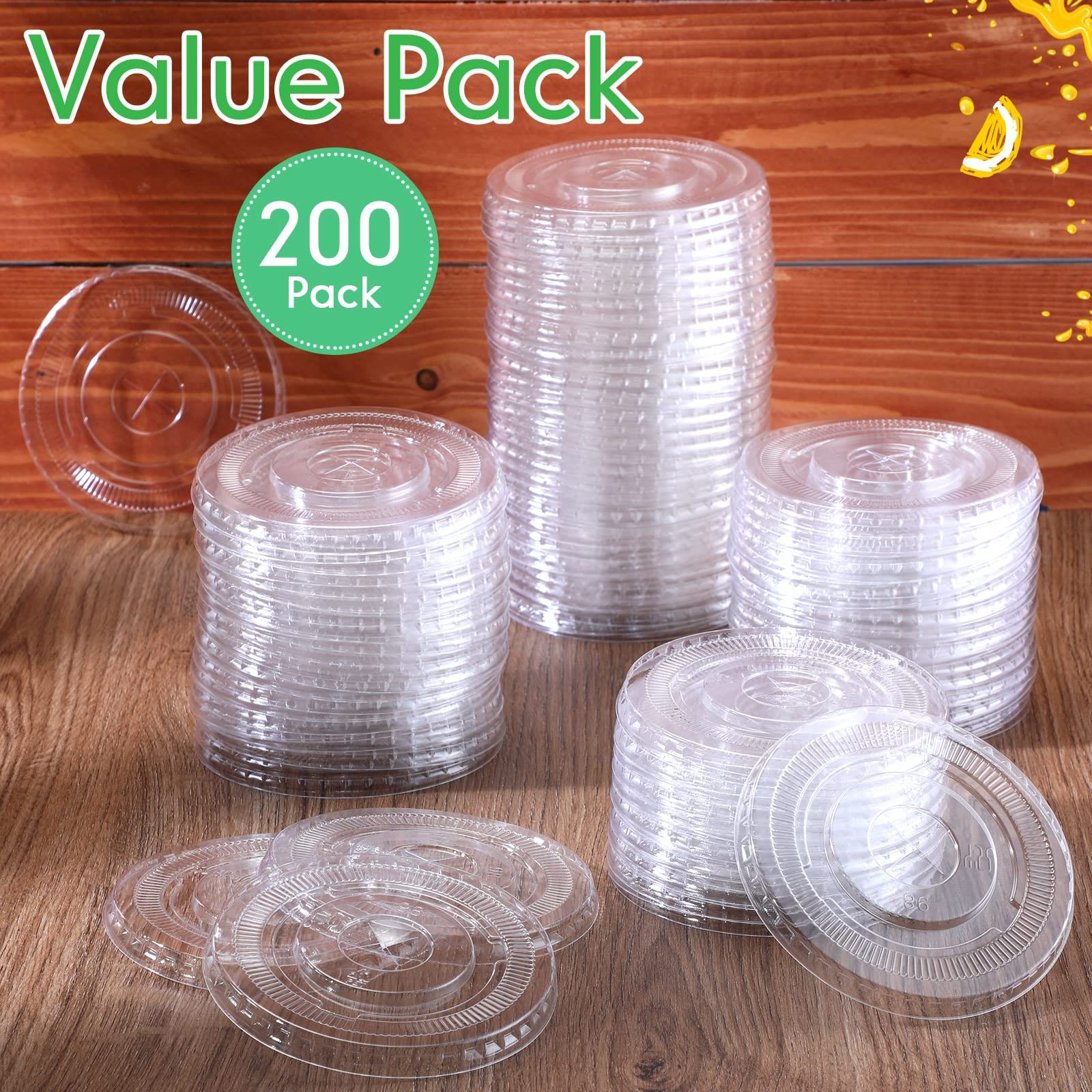 200 Pcs Clear Flat Lids Plastic Disposable PET Cup Lids with Straw Slot Fits …