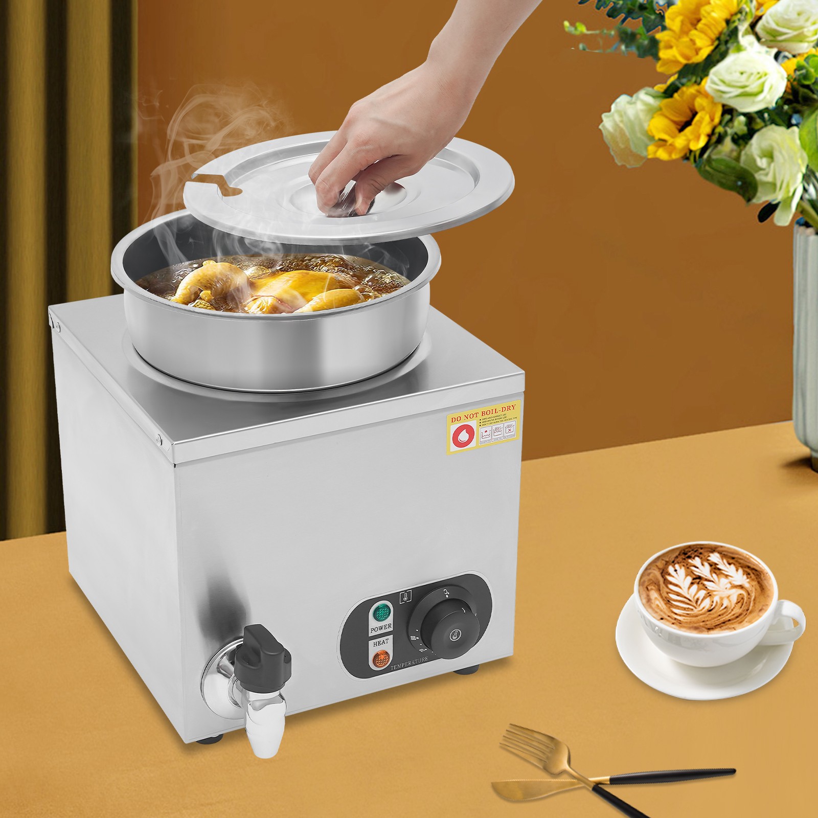 Corded Electric Cheese Warmer Dispenser 7L Commercial Soup Warming Machine Home