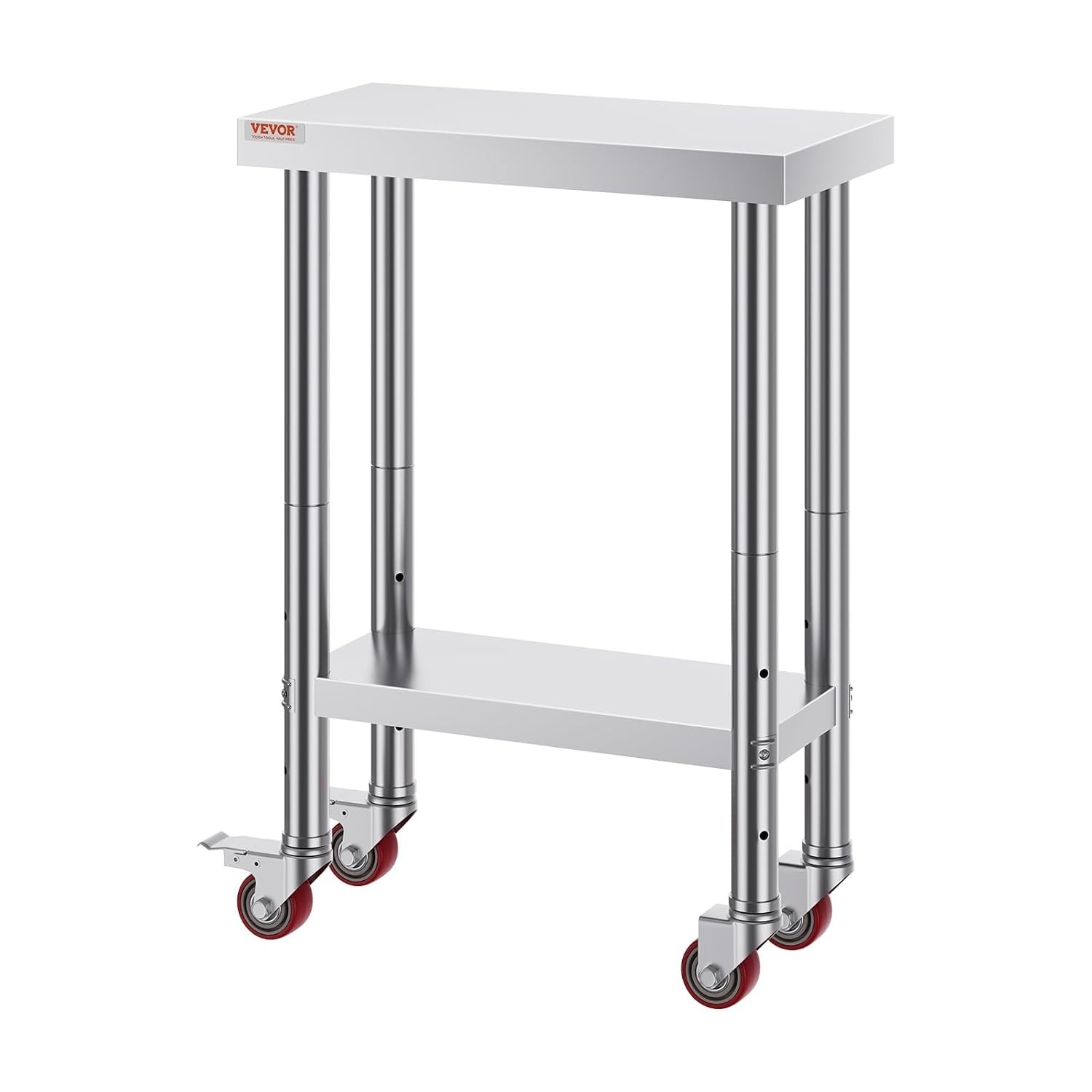 Stainless Steel Rolling Prep Table 24 x 12 x 34 Inch – Durable & Easy to Clean
