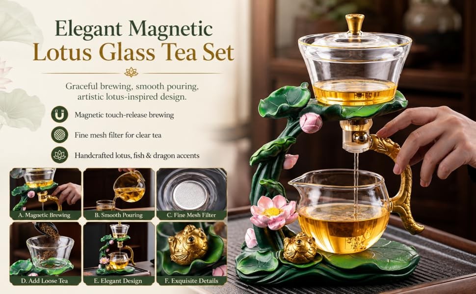Magnetic TeaPot Semi-Automatic Drip Glass Teapots Lazy Kungfu Tea Infuser