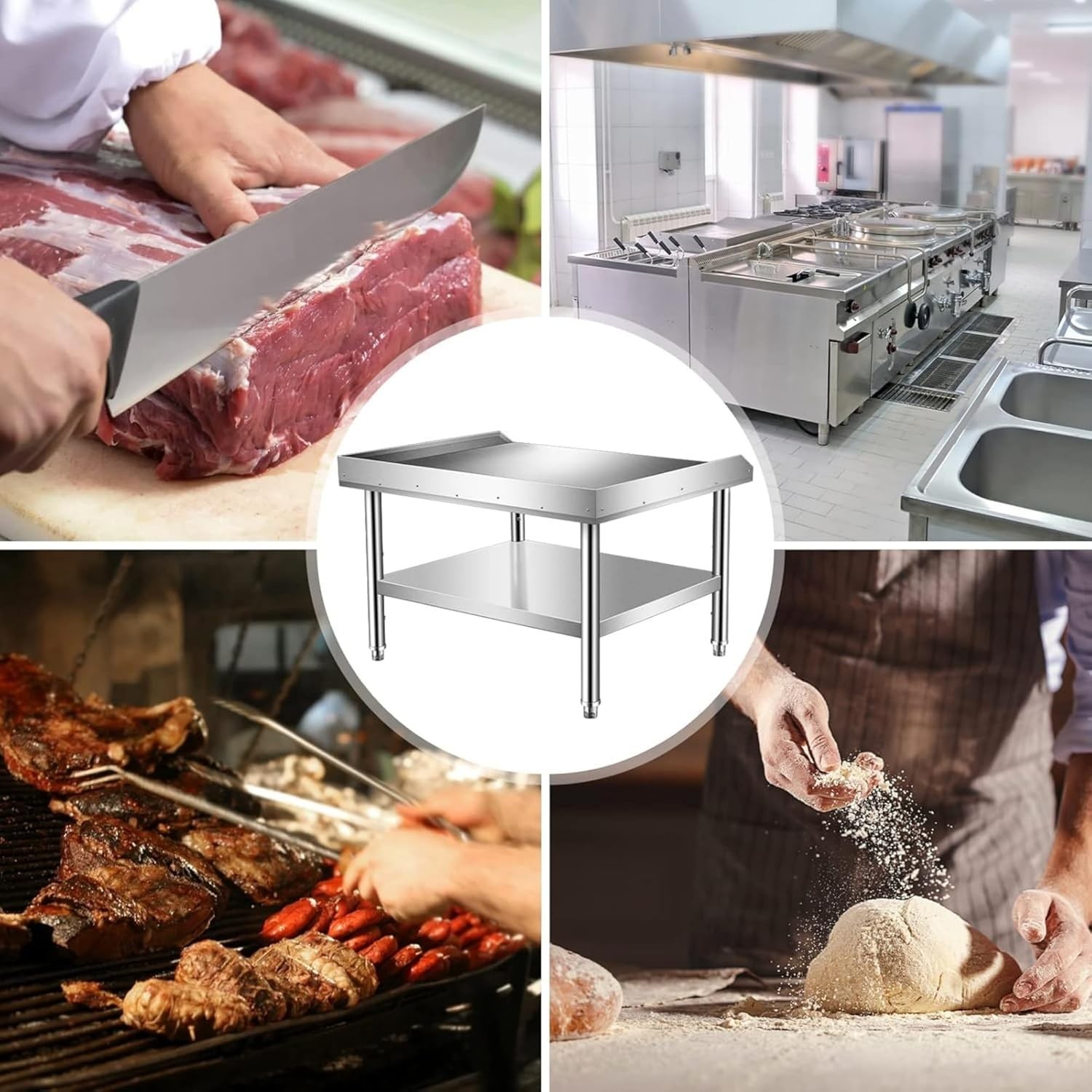 60x30x24″ Stainless Steel Equipment Stand with Undershelf, NSF Commercial Table