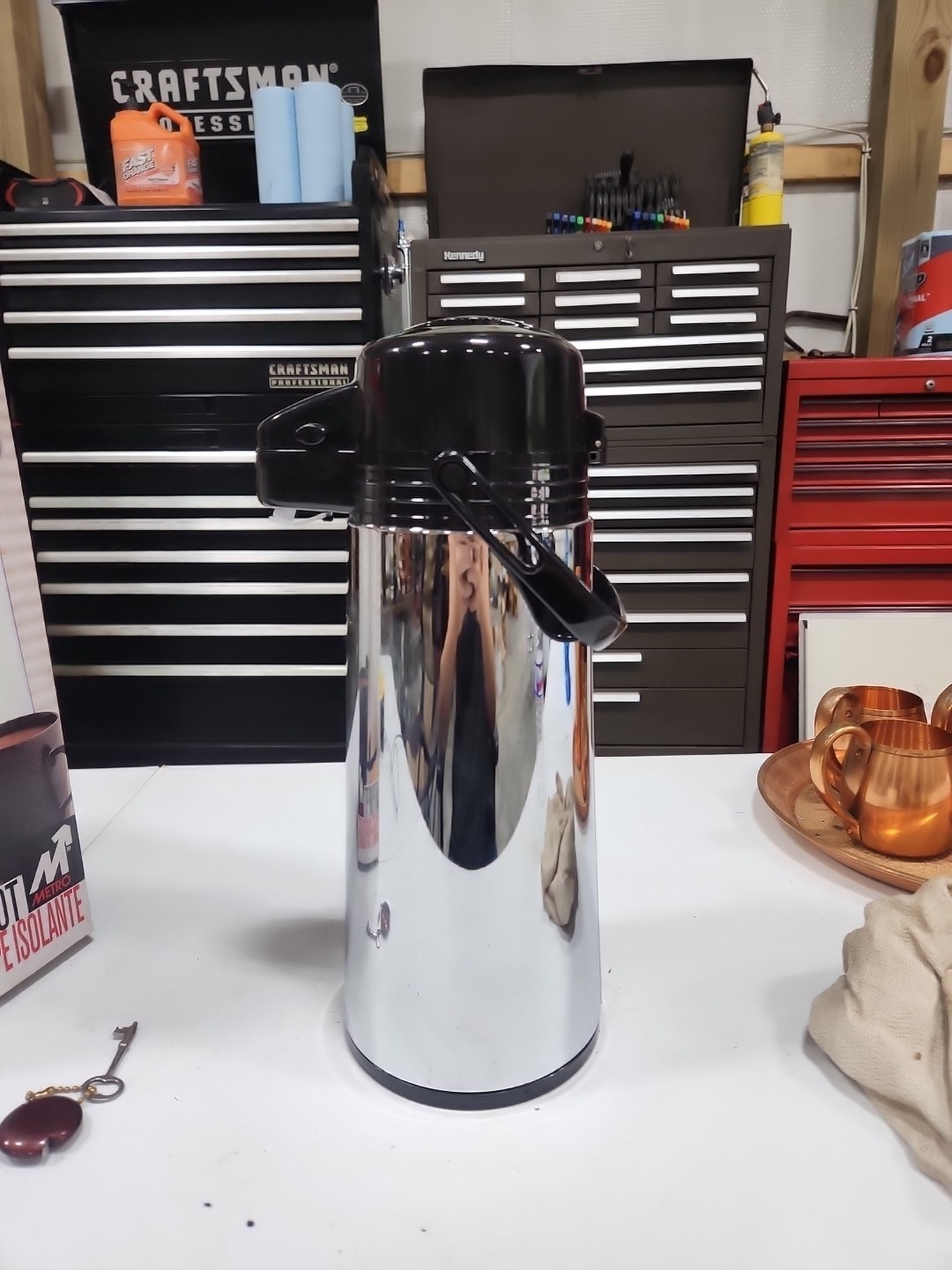 METRO 1.9 L thermal carafe air pump Coffee pot carafe isolante chrome NO. 1875