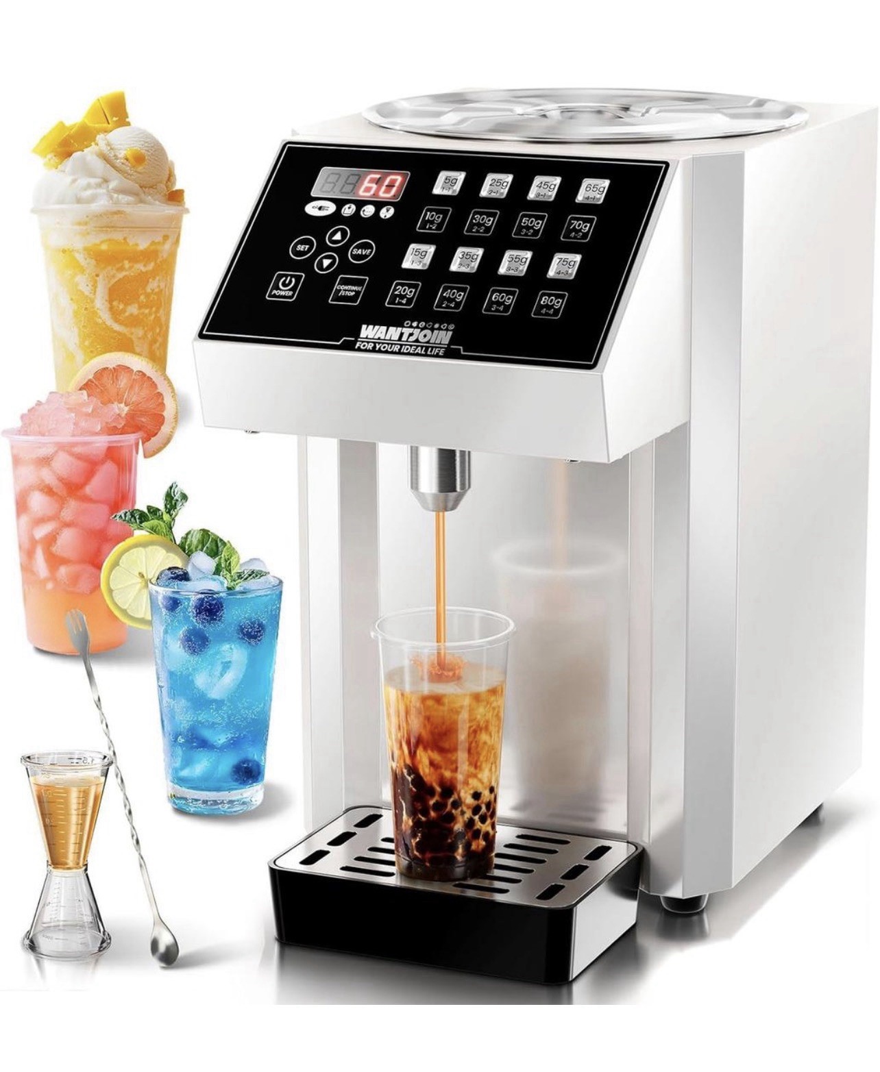 Automatic 8.5L Stainless Steel Fructose Dispenser with 16 Programmable Presets