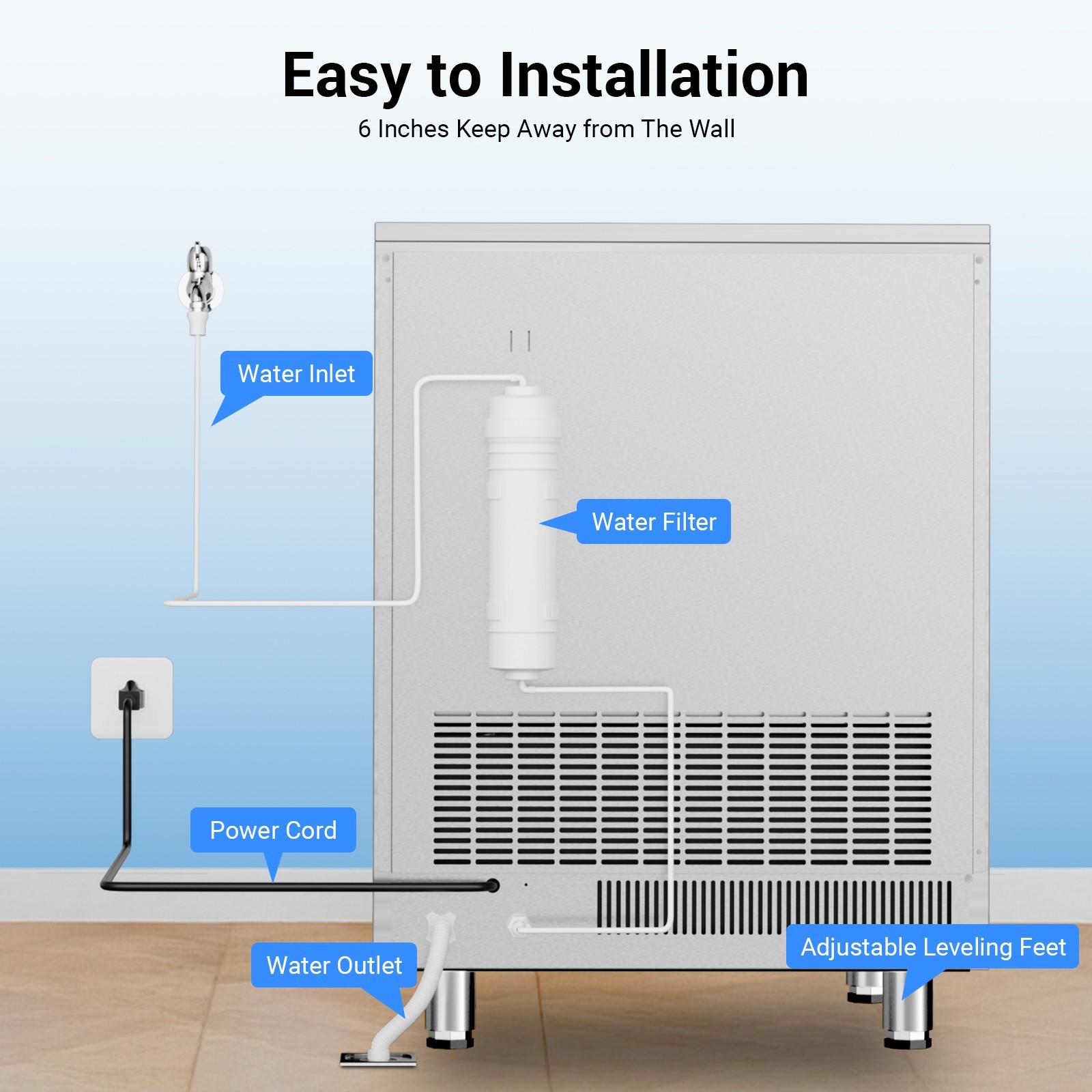 Commercial Ice Maker Machine 450LBS/24H Built-in Ice Maker with 120LBS Storage
