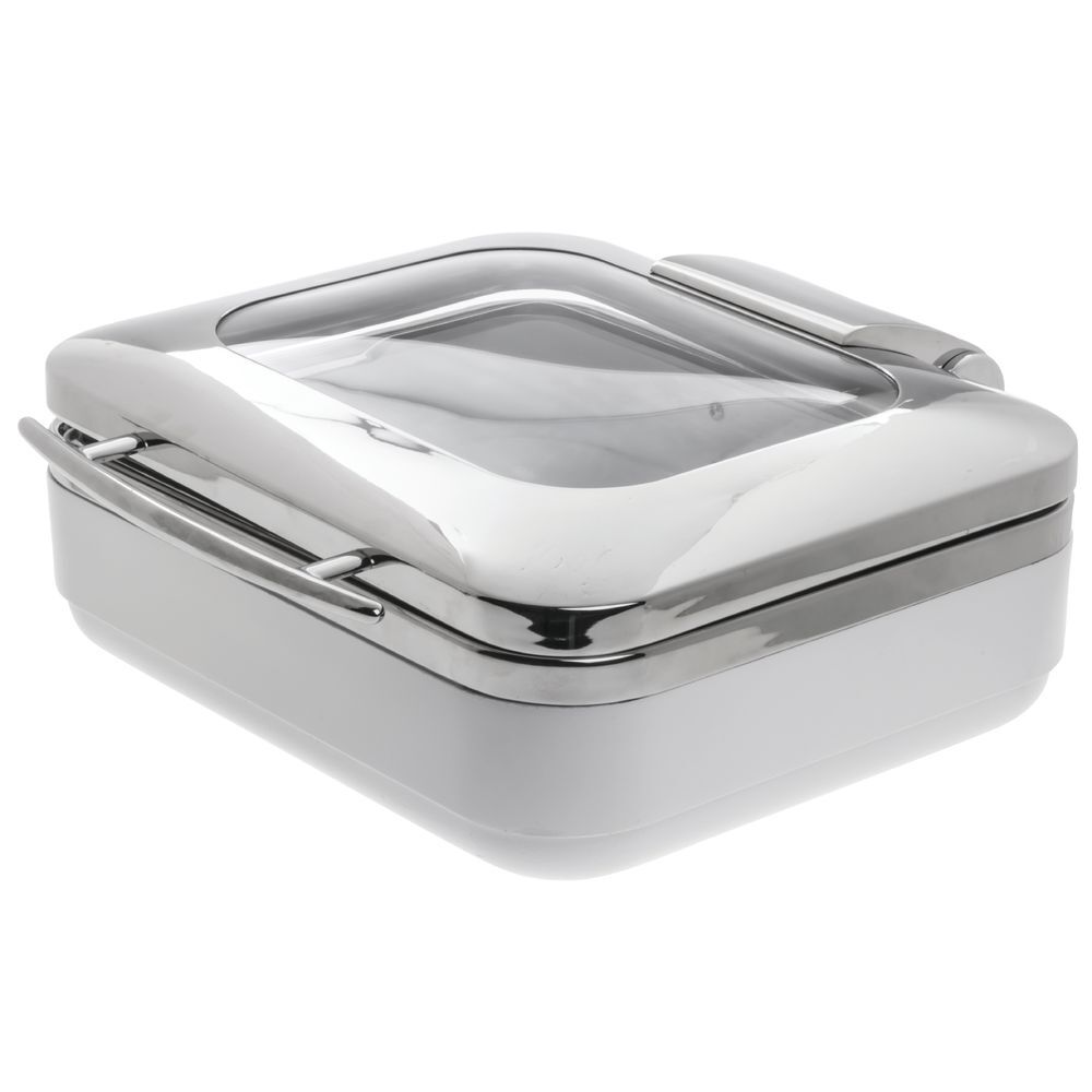 HUBERT® Induction Chafer Half Size Stainless Steel and White – 15″L x 16″W x 6