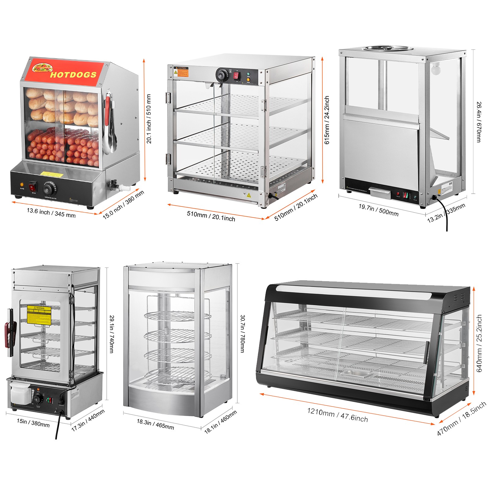 VEVOR 2-5 Tiers Commercial Food Warmer Display Countertop with Slide Doors/Light