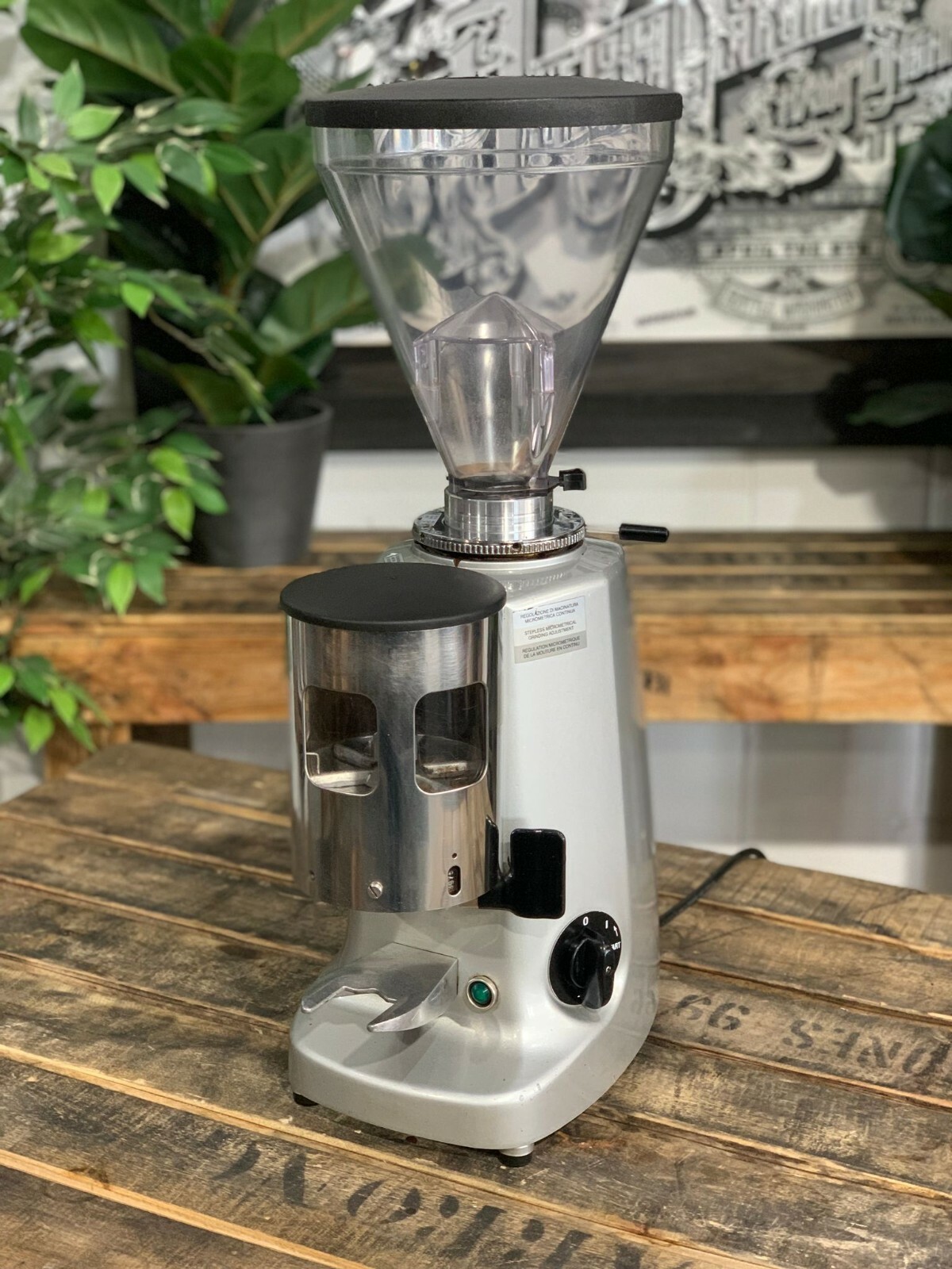MAZZER SUPER JOLLY AUTOMATIC SILVER ESPRESSO COFFEE GRINDER COMMERCIAL CAFE