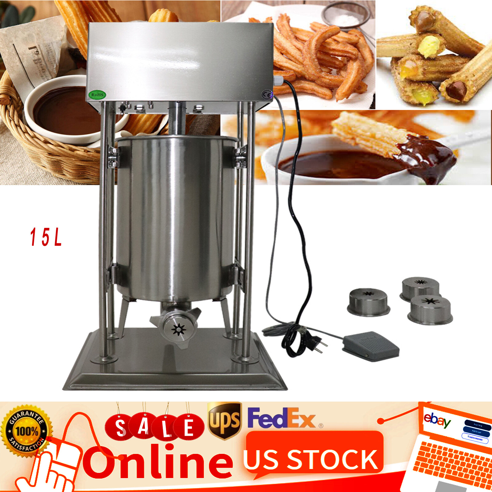 15L Commercial Vertical Electric Spanish Donuts Churrera Churros Maker Machine
