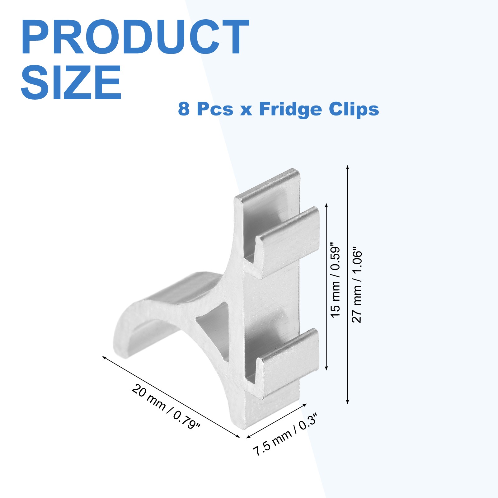 8Pcs Freezer Shelf Clip Aluminum Refrigerator Shelf Support (27 x 20 x 7.5mm)