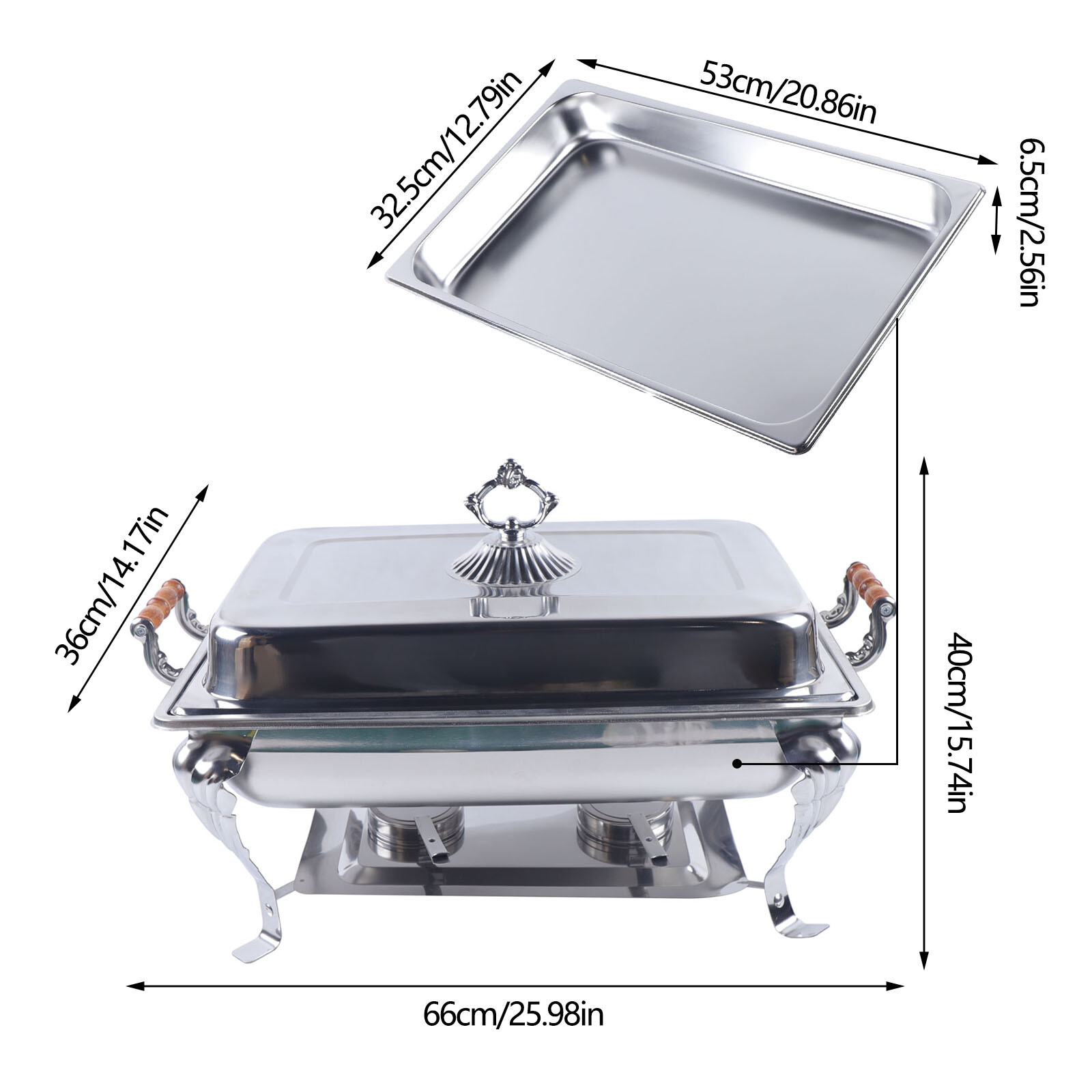 Catering Stainless Steel Chafer Dish Chafing Sets 8 QT Full Size Buffet