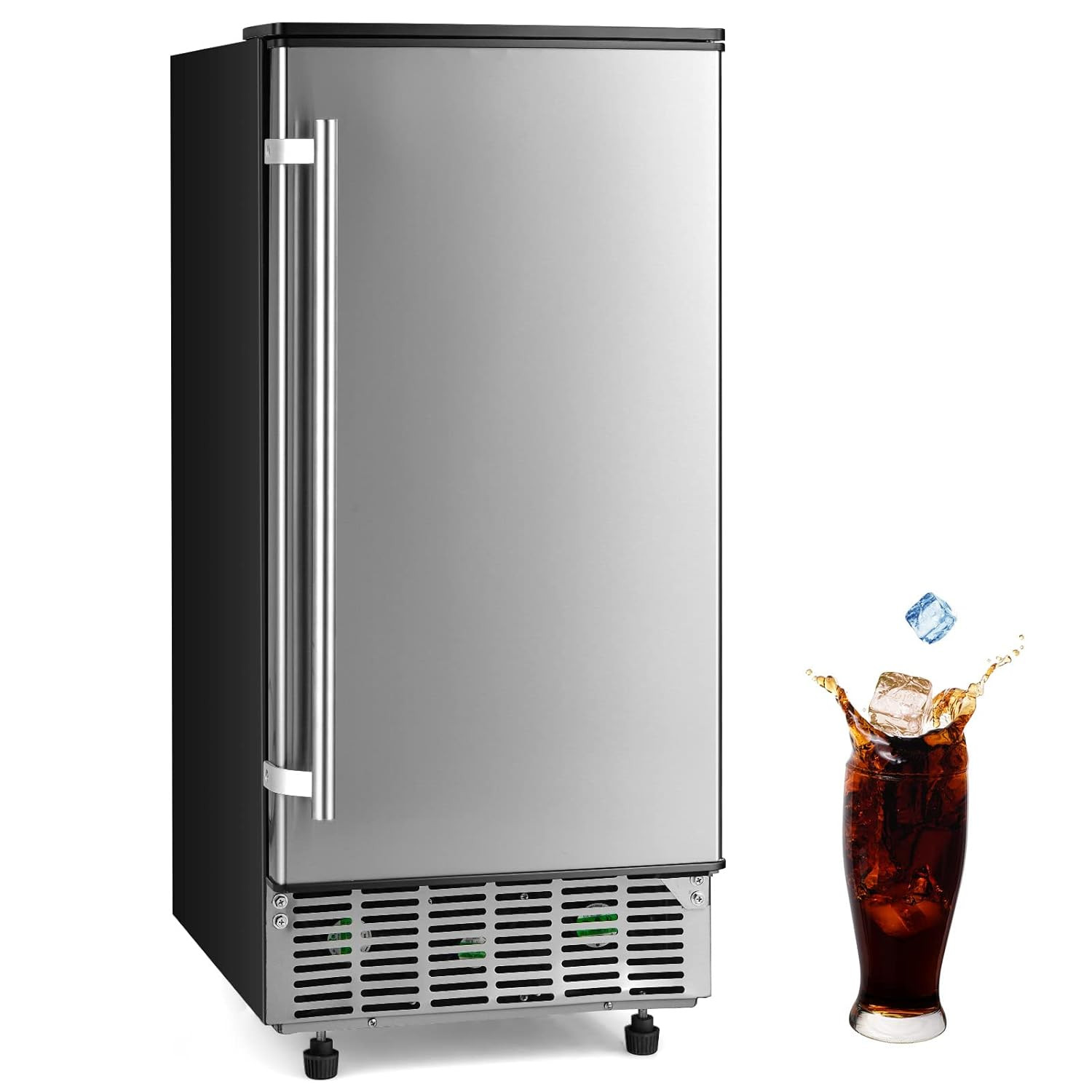 80Lbs/24H Commercial Ice Maker – Freestanding & Under Counter, 24Lbs Storage